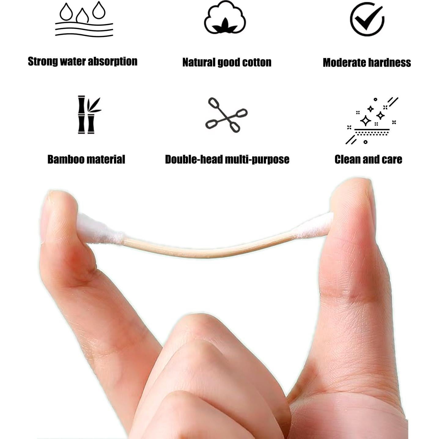 Hisopos de Algodón XL de Bambú Natural 756pcs - Punta Precisa