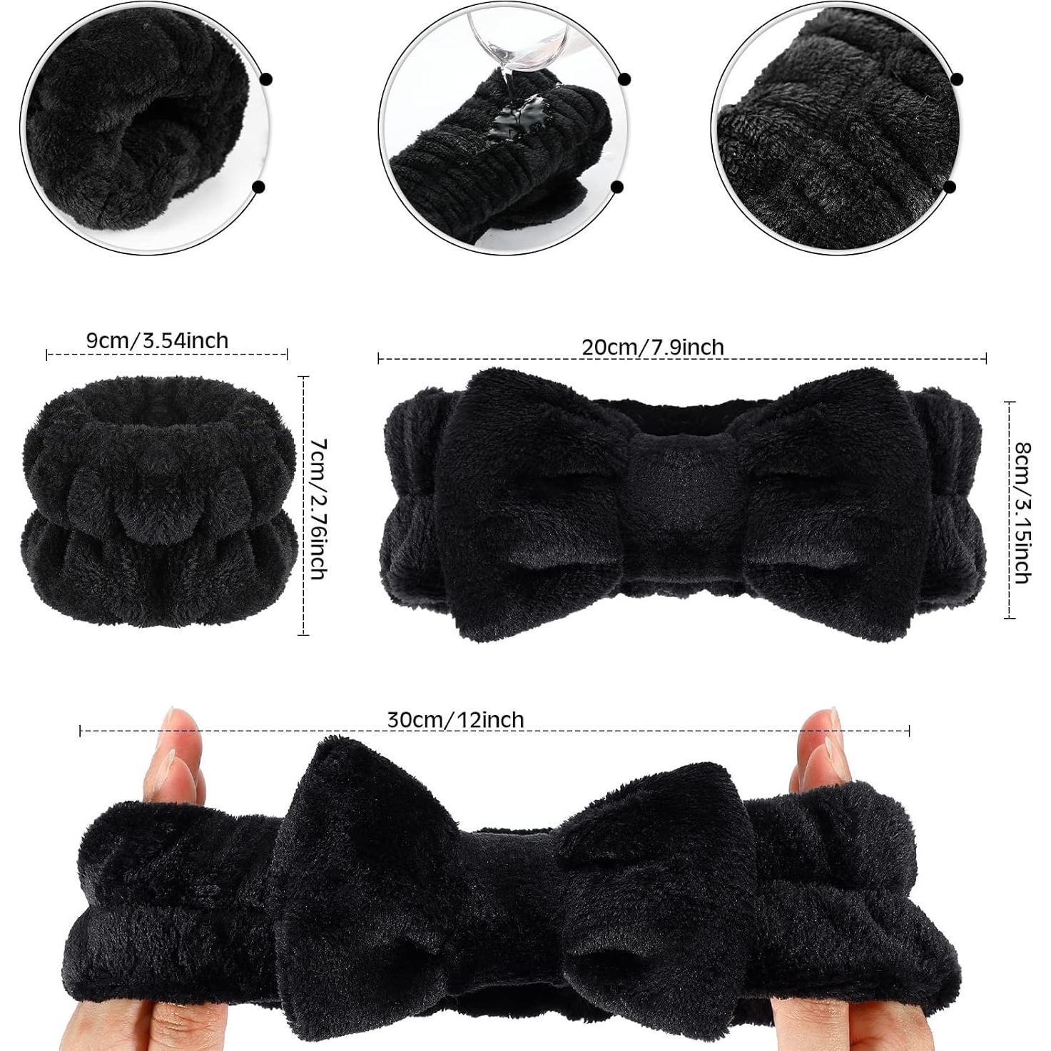 Set de 3 Piezas Banda para Cabeza y Muñequera Hanaive Negro