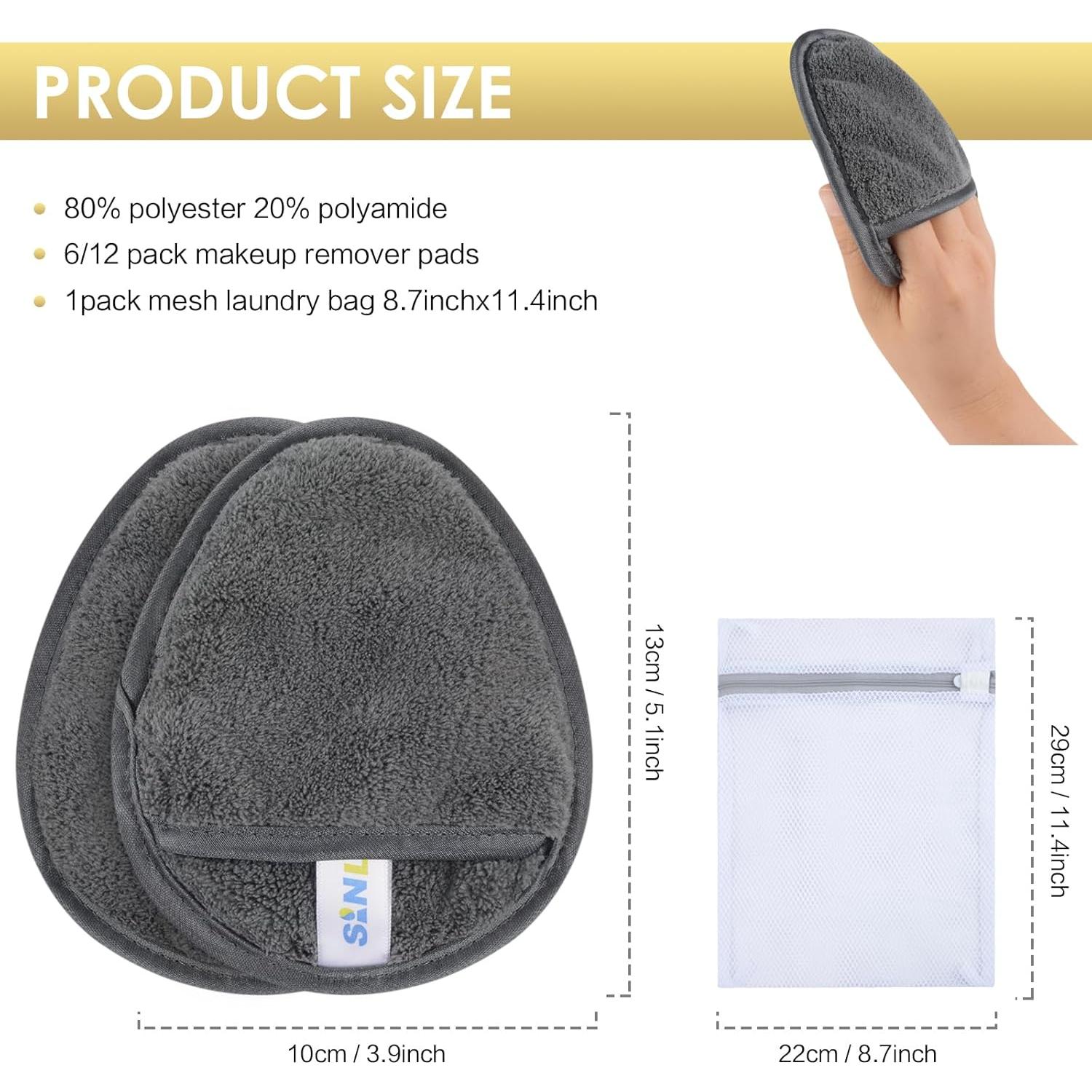 Almohadillas Reutilizables Desmaquillantes Sinland 12 Piezas Gris