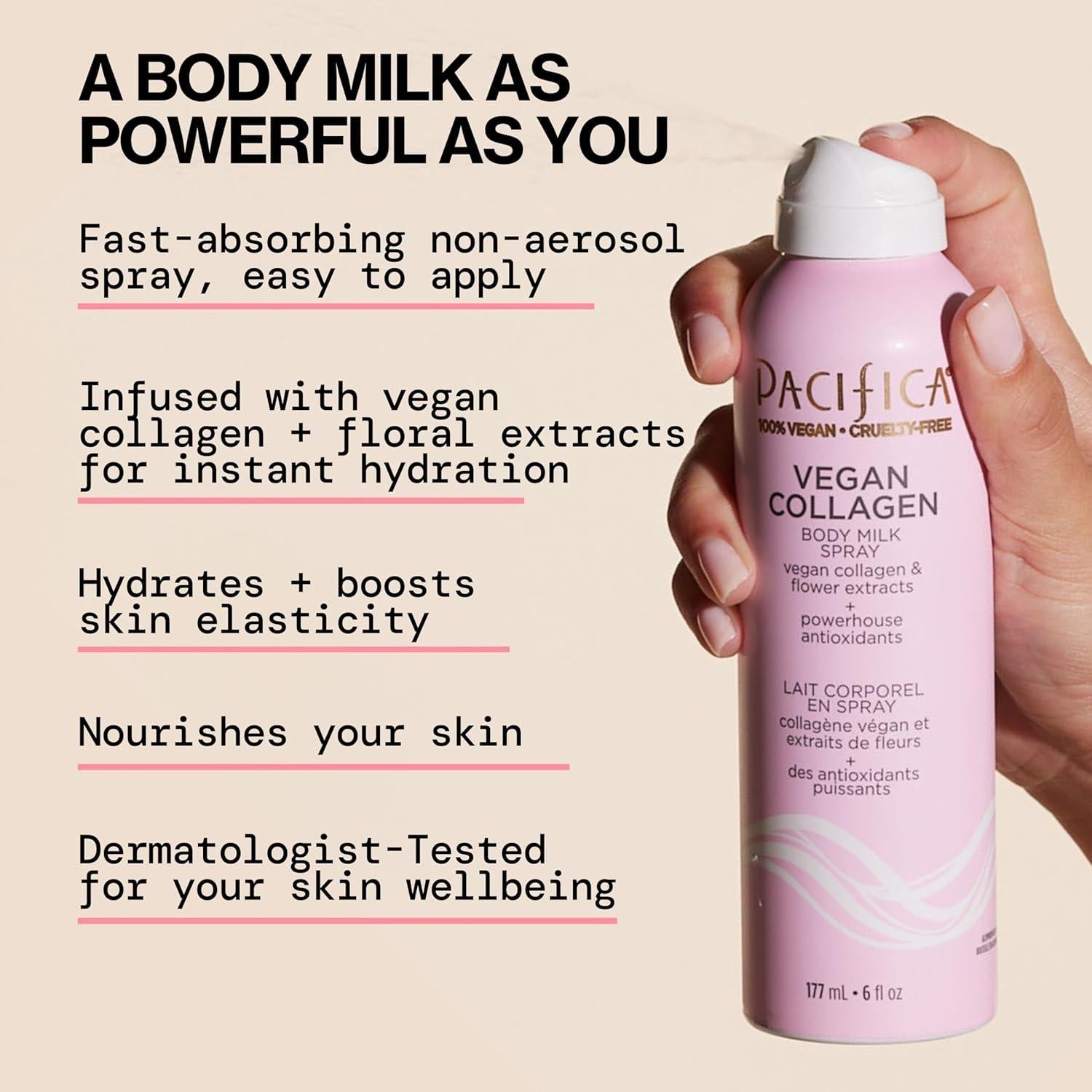 Spray de Leche Corporal Pacifica con Colágeno Vegano 234g