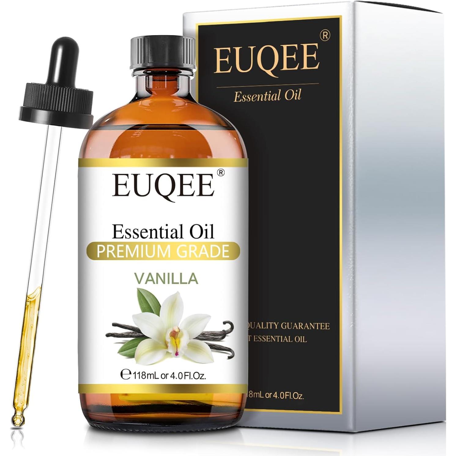 Aceite Esencial de Vainilla EUQEE 118ml - Aroma Natural para Difusor y Masaje