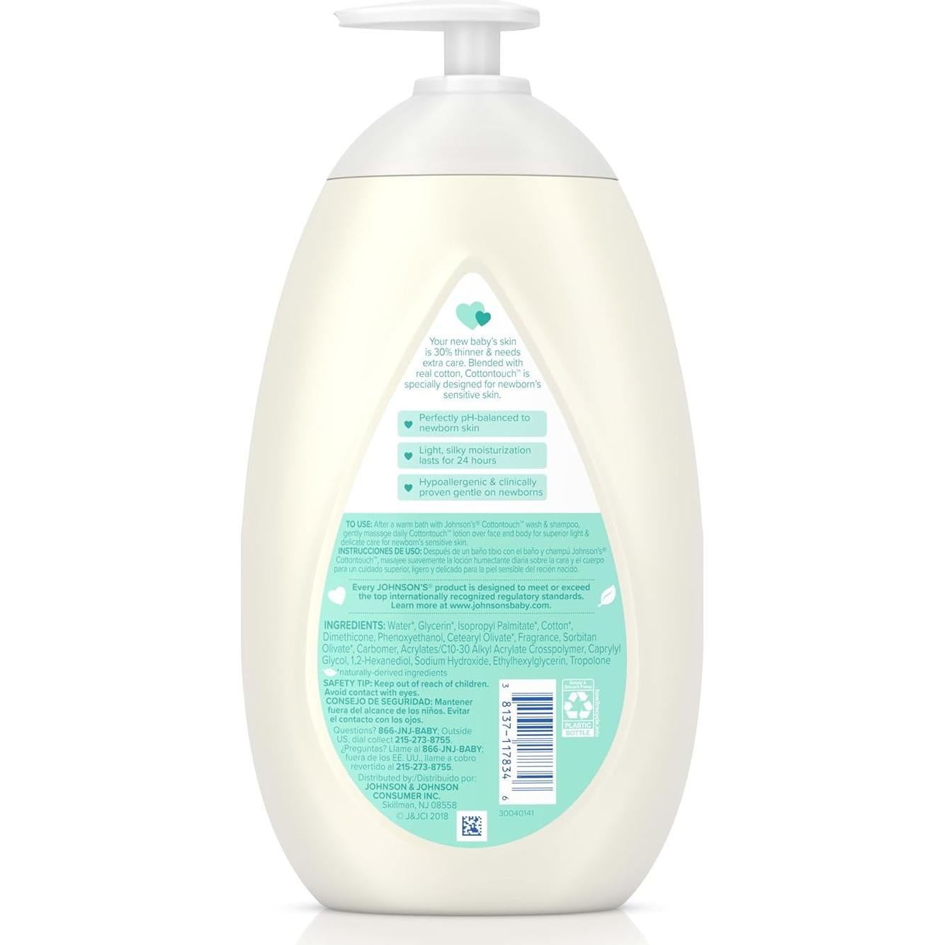 Loción Hidratante para Bebé Johnson's CottonTouch 800 ml