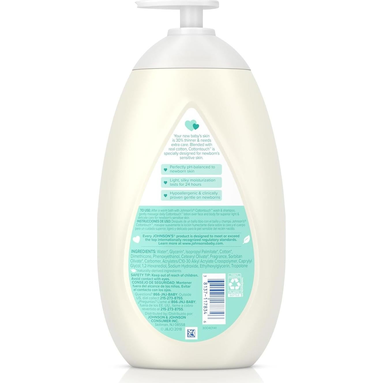 Loción Hidratante para Bebé Johnson's CottonTouch 800 ml
