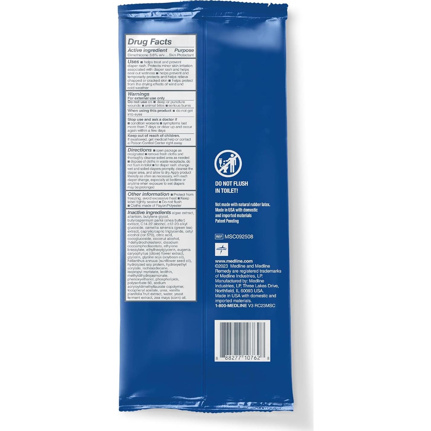 Toallitas Húmedas Medline Remedy 3-en-1 32 Paquetes 20x20 cm