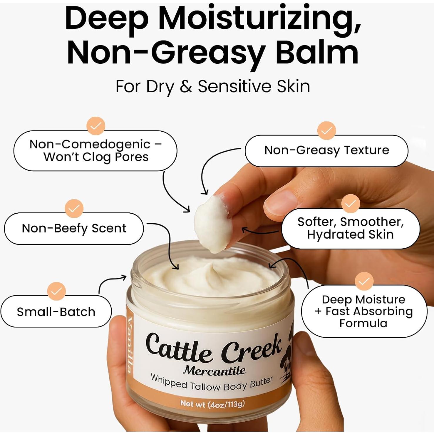 Manteca de Res Cattle Creek 113g Hidratante Vainilla Orgánico