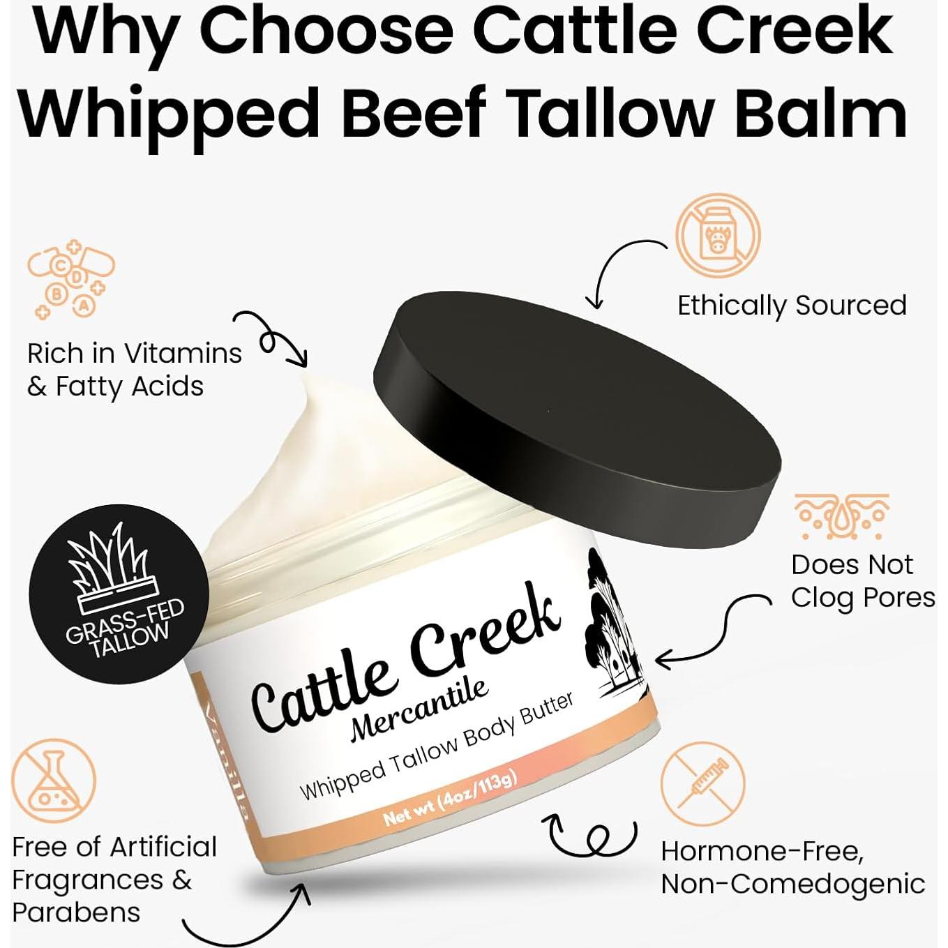 Manteca de Res Cattle Creek 113g Hidratante Vainilla Orgánico