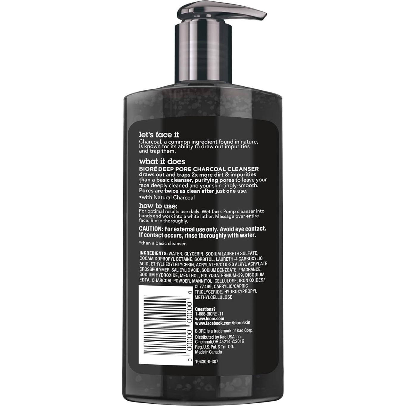 Limpiador Facial de Carbón Bioré 191 ml - Piel Limpia y Suave