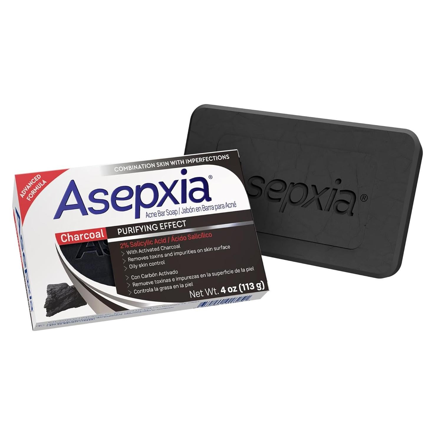 Jabón Asepxia 113 g con Ácido Salicílico y Carbón Activado