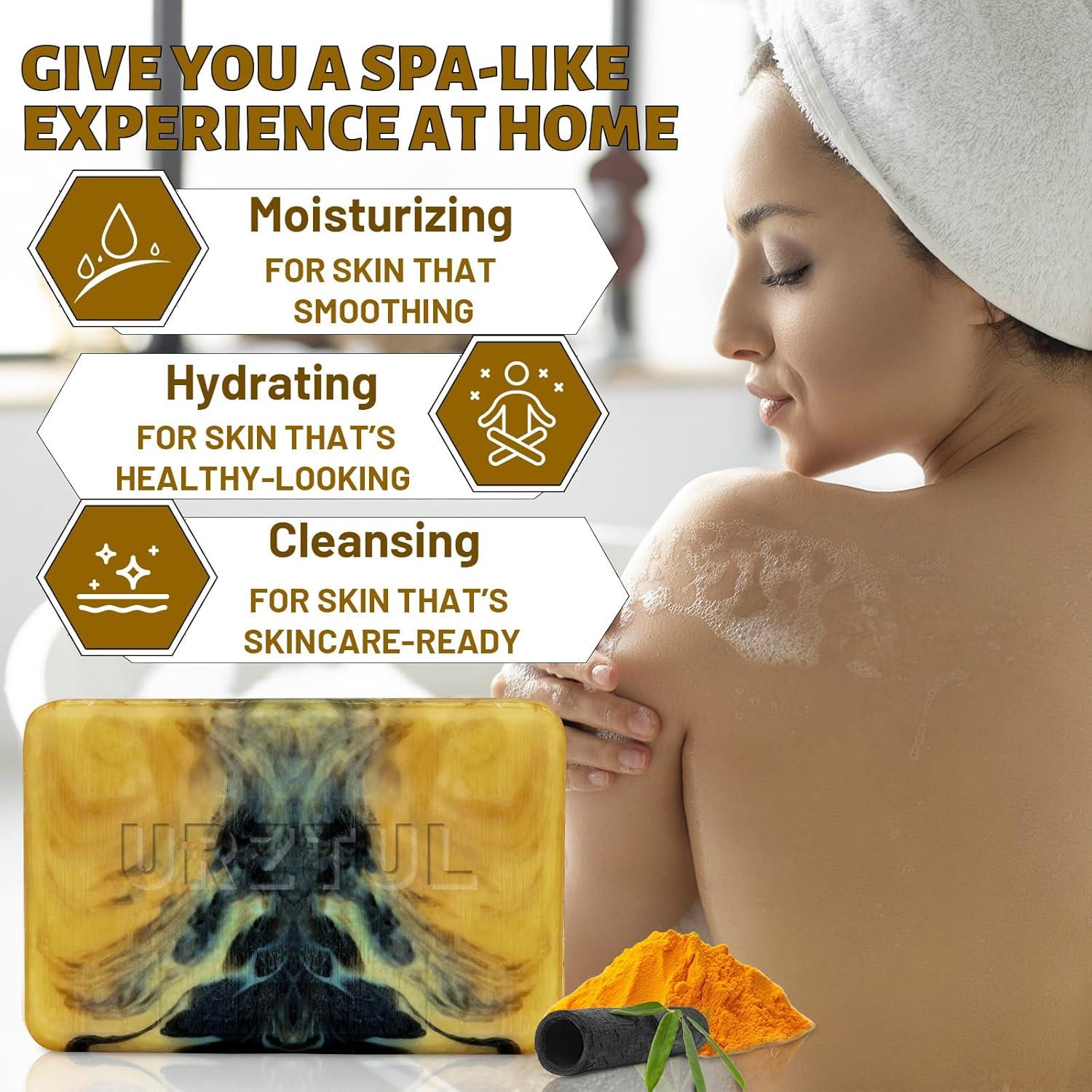 Jabón Natural de Carbón Activado URZTUL 3 Piezas 312g