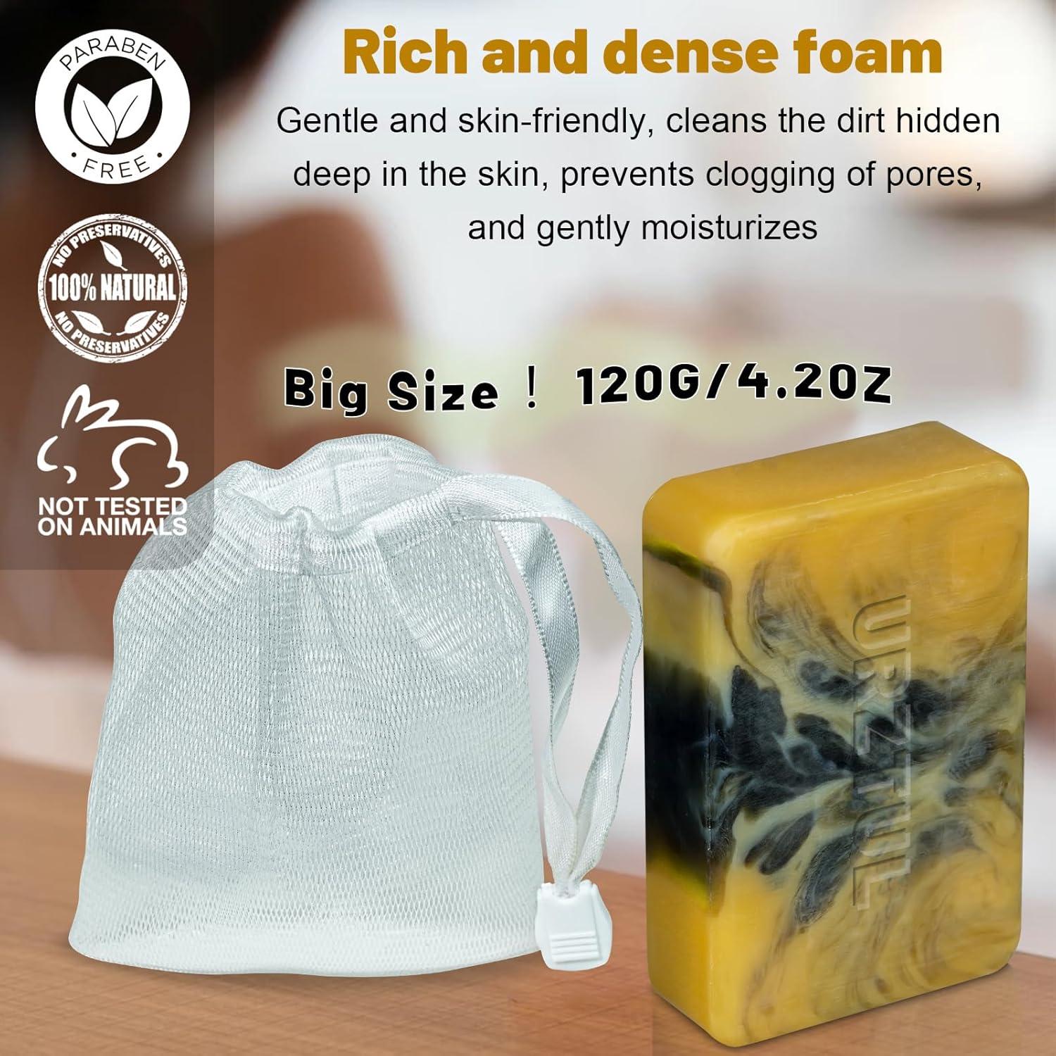 Jabón Natural de Carbón Activado URZTUL 3 Piezas 312g