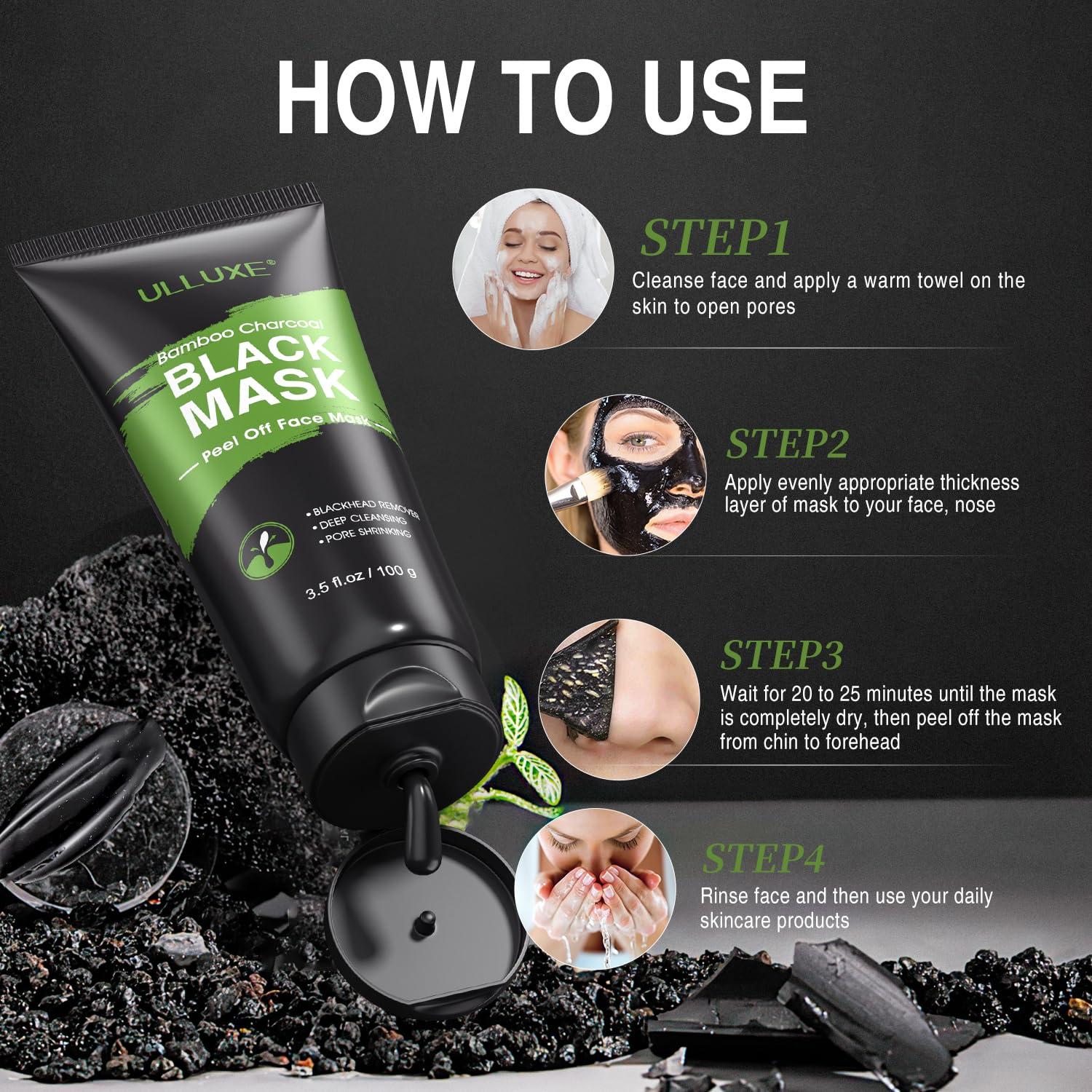 Kit de Máscara Facial Peel Off Ulluxe Carbón Activado 103.5 ml