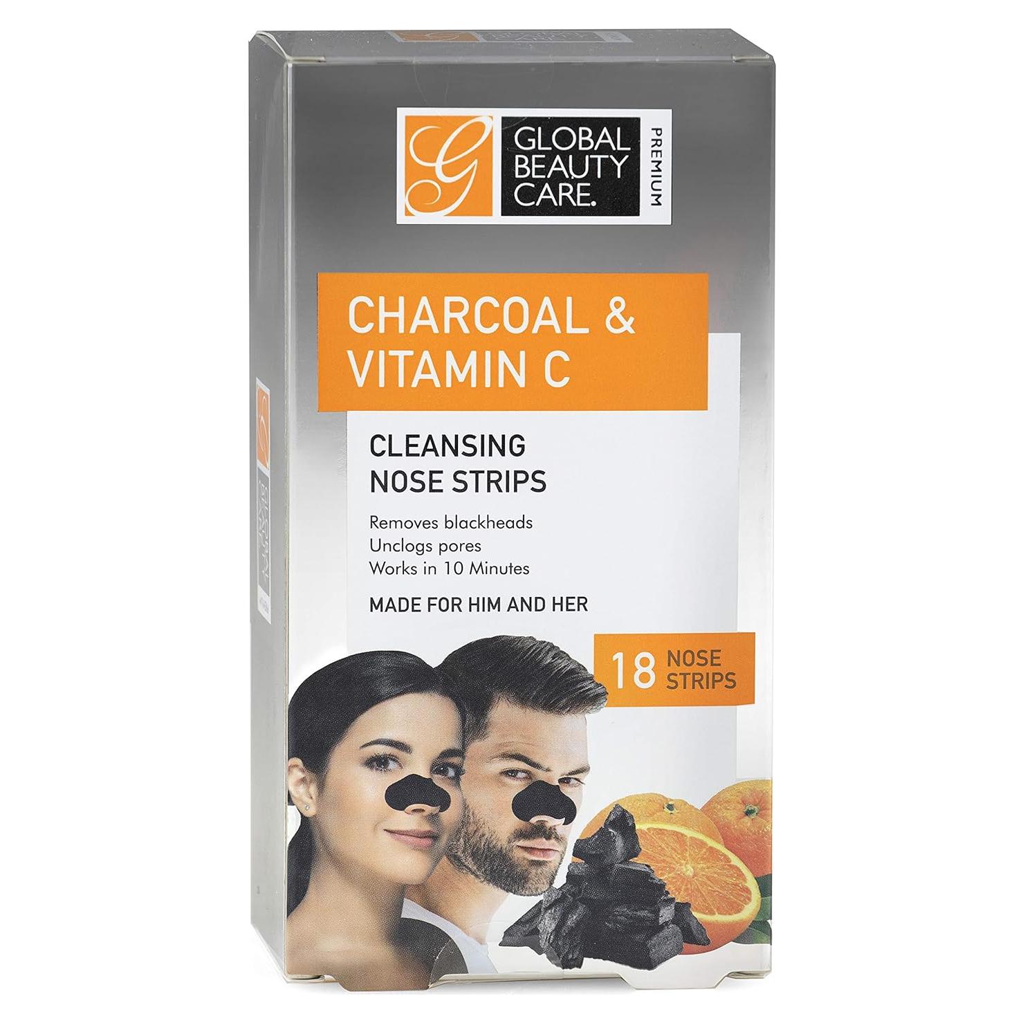 Tiras Limpiadoras de Nariz Global Beauty Care Carbón y Vit C - 18 Unidades