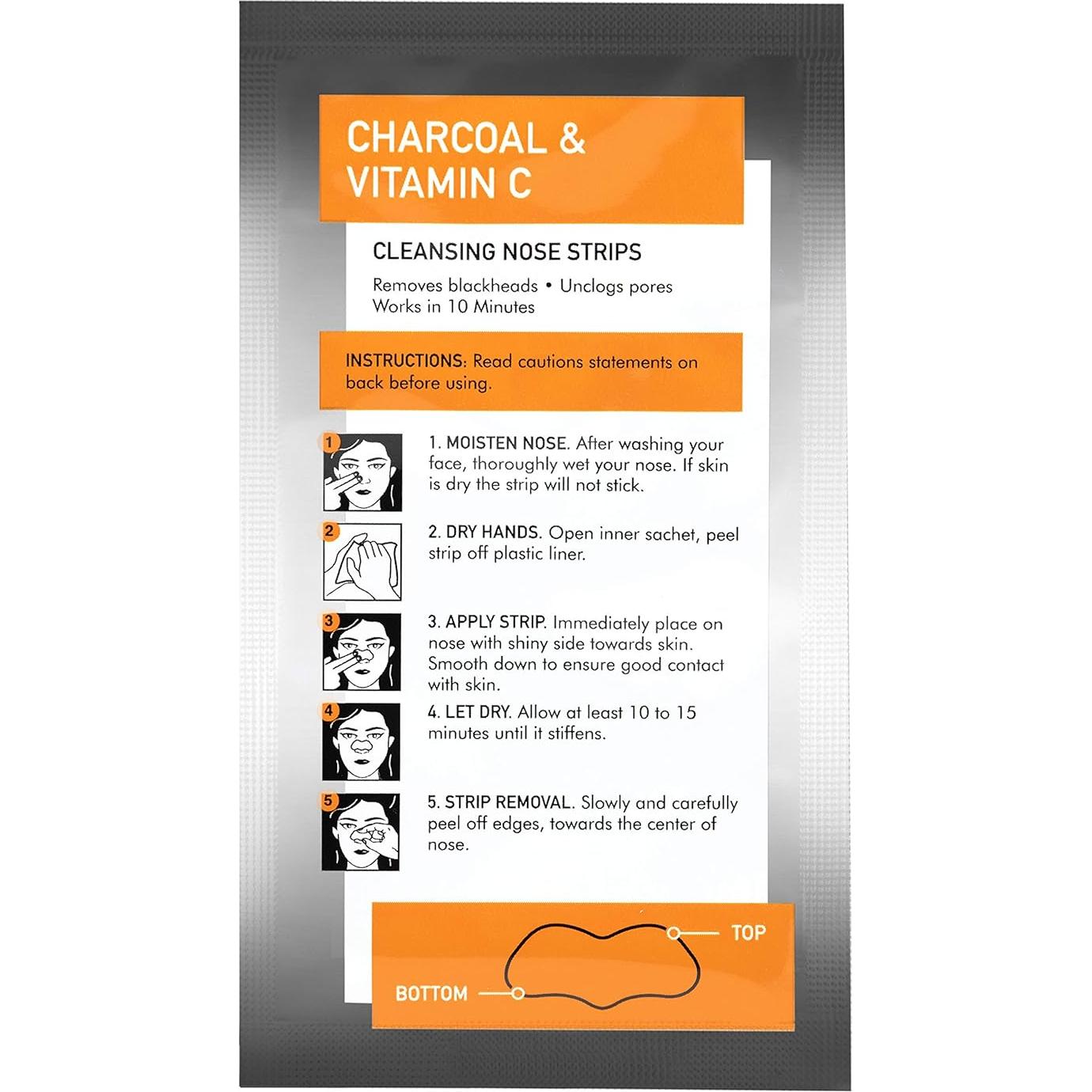 Tiras Limpiadoras de Nariz Global Beauty Care Carbón y Vit C - 18 Unidades