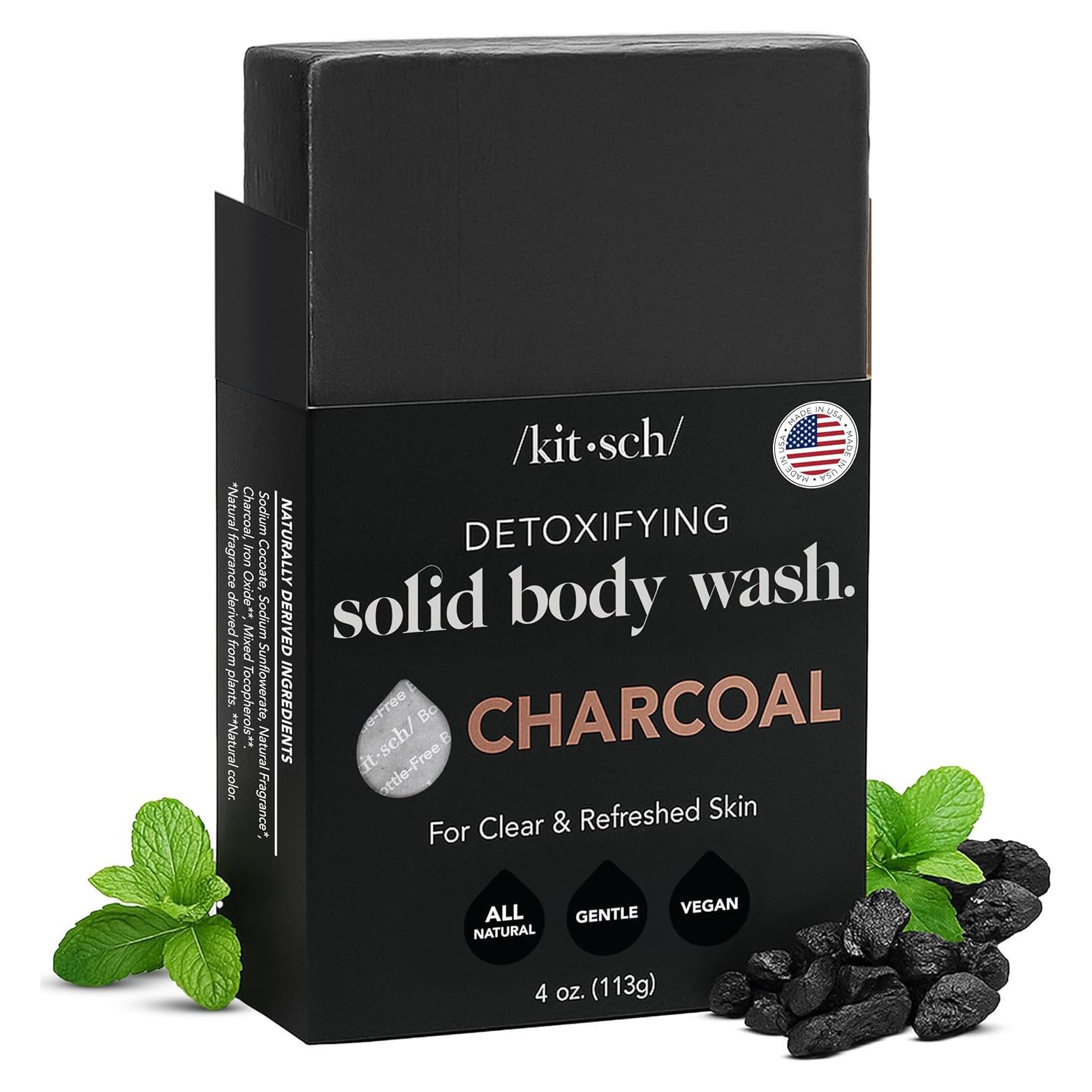 Jabón de Carbón Kitsch 113g - Natural y Vegano, Desintoxicante