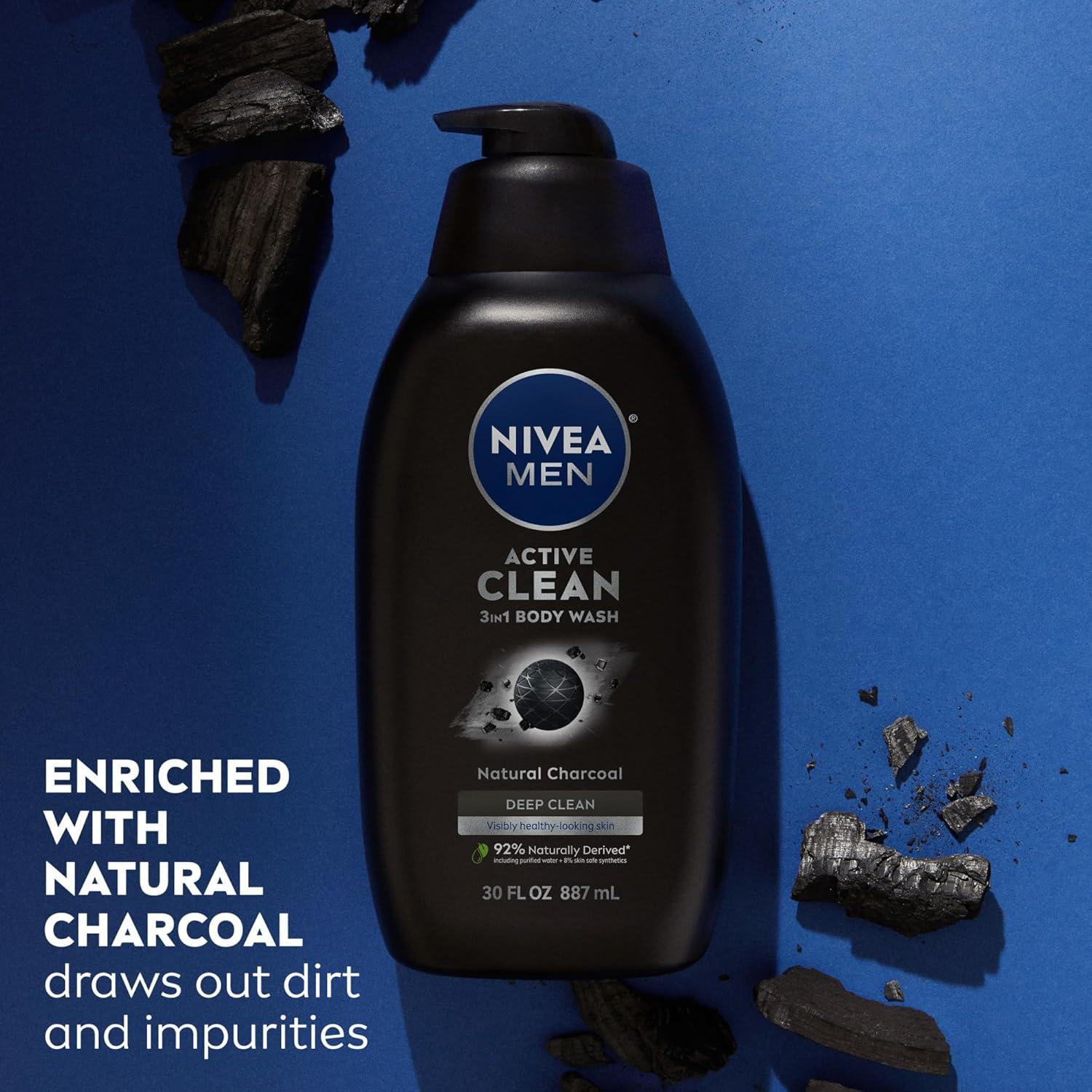 Gel de Ducha NIVEA Men 3 en 1 con Carbón 887 ml