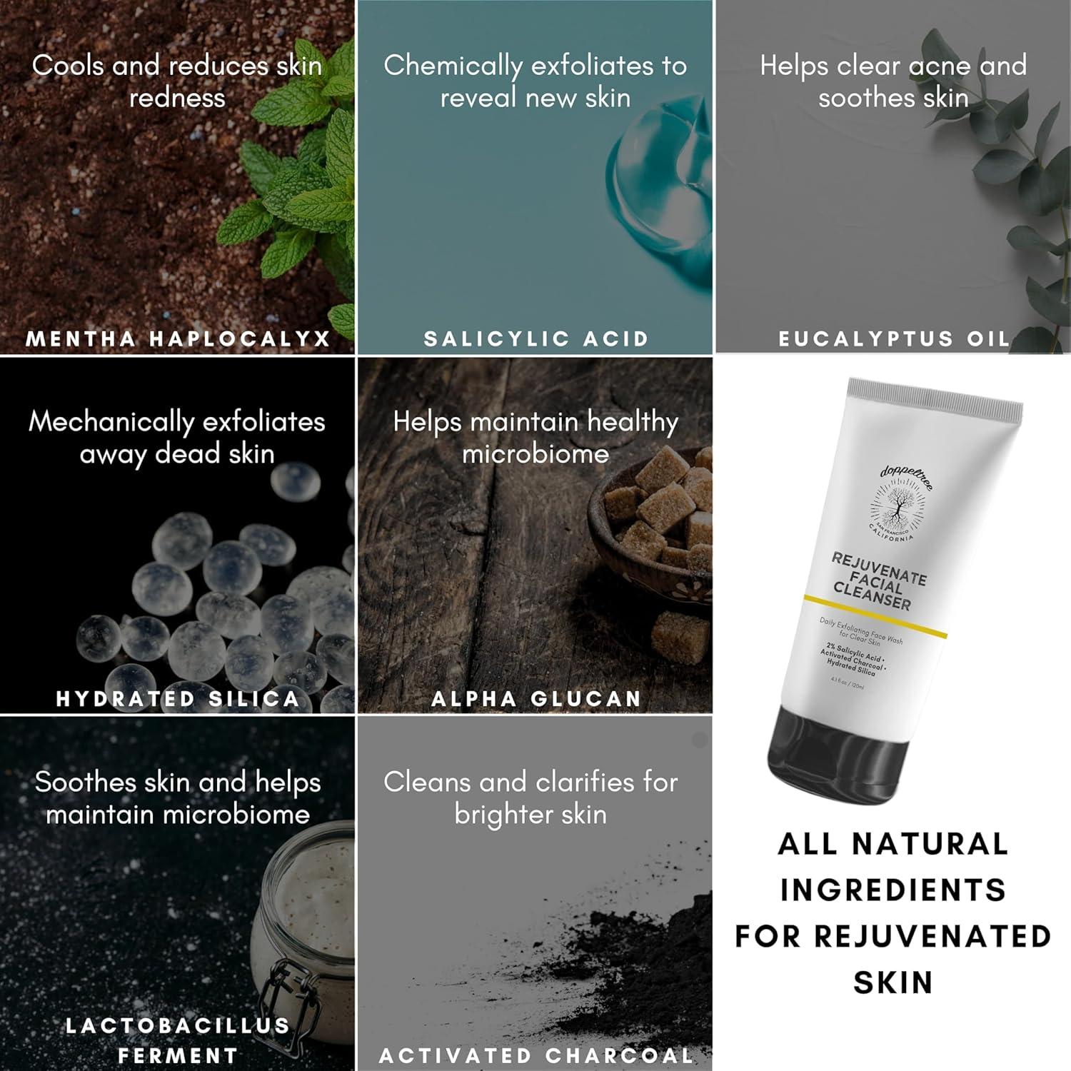 Limpiador Facial Exfoliante 3-en-1 Doppeltree 2% Ácido Salicílico