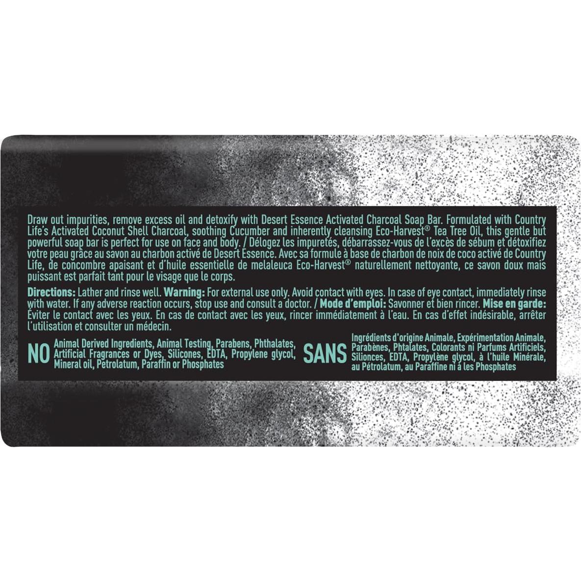 Jabón Activado Desert Essence 142 g - Cara y Cuerpo - Desintoxicante