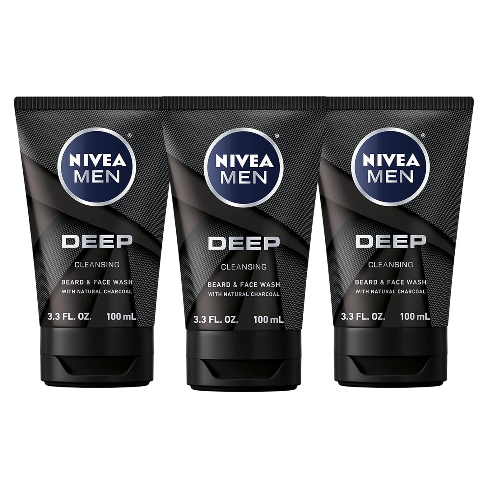Limpiador Facial y de Barba NIVEA HOMBRES DEEP 3 Tubos 97.6 ml