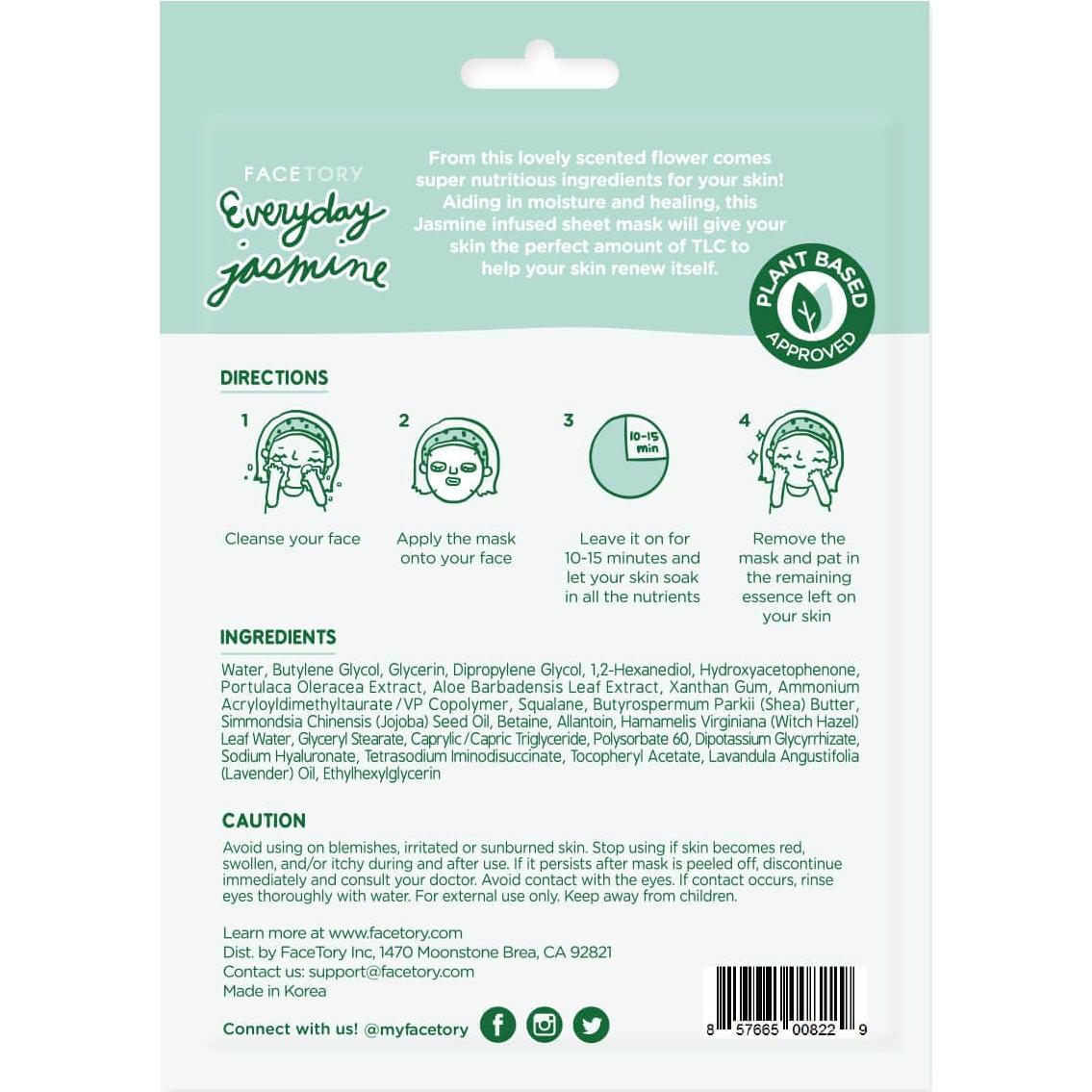 Mascarillas Faciales Facetory K Beauty - Colección Everyday 8 Piezas