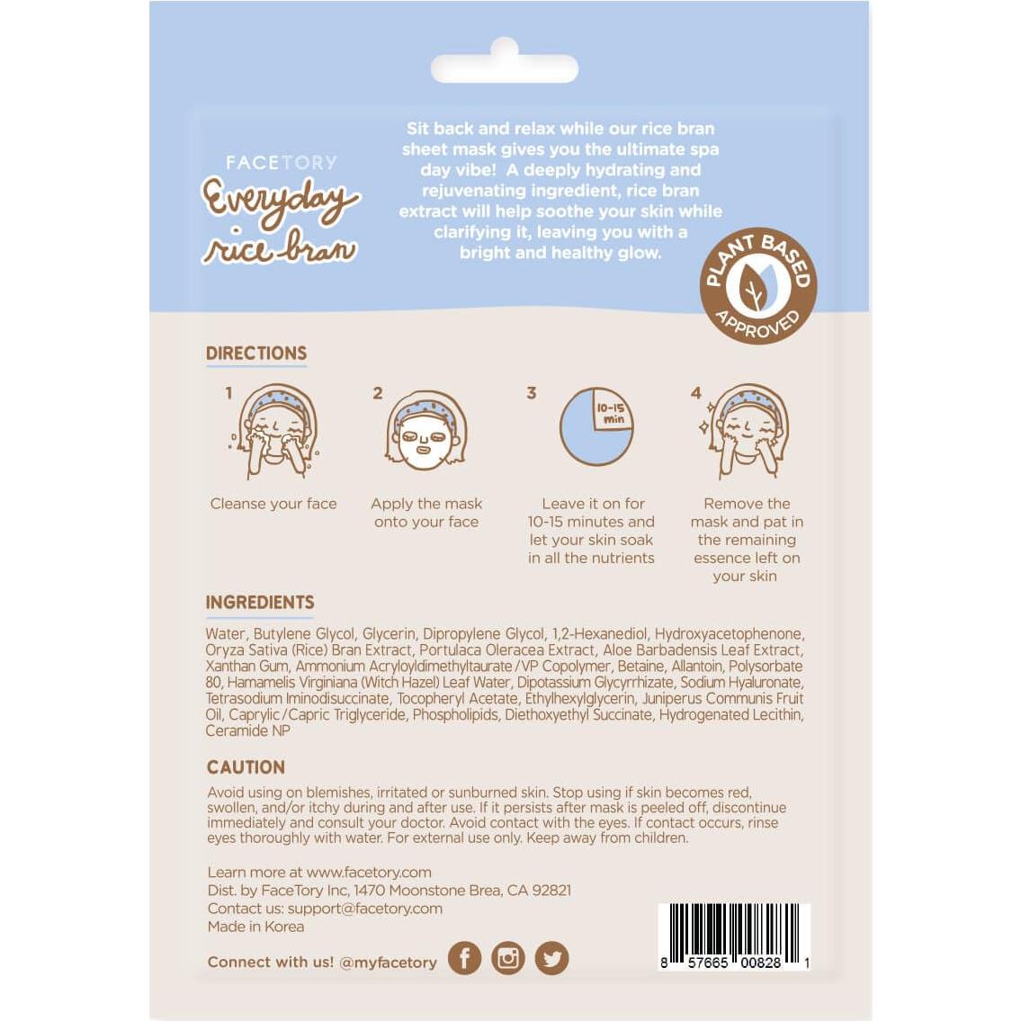 Mascarillas Faciales Facetory K Beauty - Colección Everyday 8 Piezas