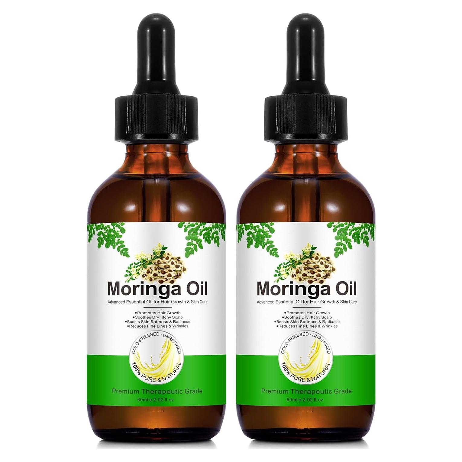 Pack de 2 Aceite de Moringa Orgánico 59.87 ml para Cabello y Piel