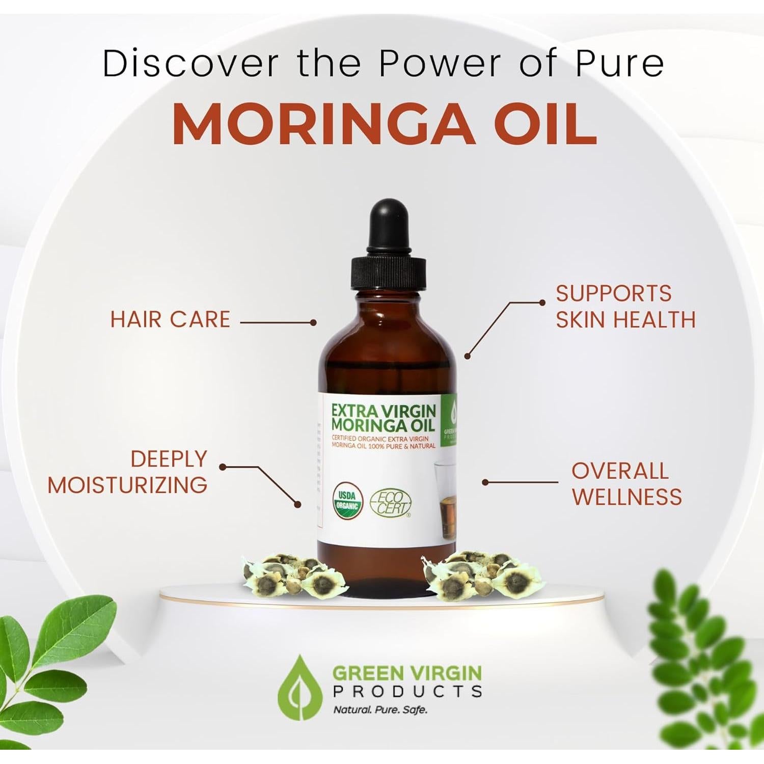 Aceite de Moringa Orgánico Extra Virgen 118.3ml Green Virgin