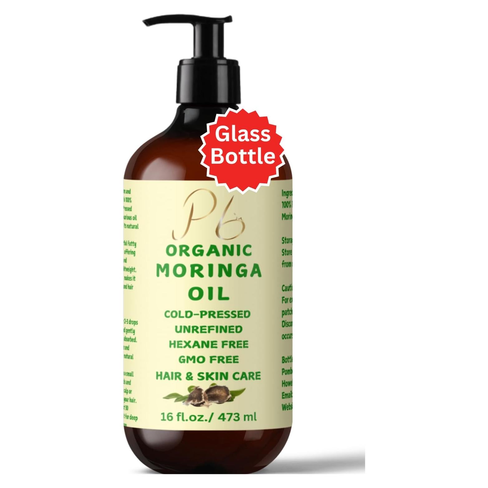 Aceite de Moringa Orgánico 473 ml Pomberries - Hidratante Piel y Cabello