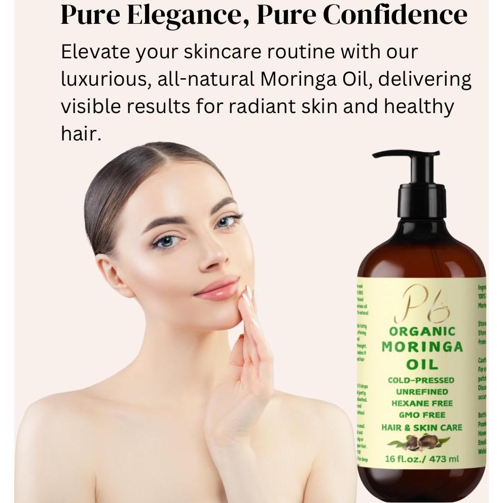 Aceite de Moringa Orgánico 473 ml Pomberries - Hidratante Piel y Cabello