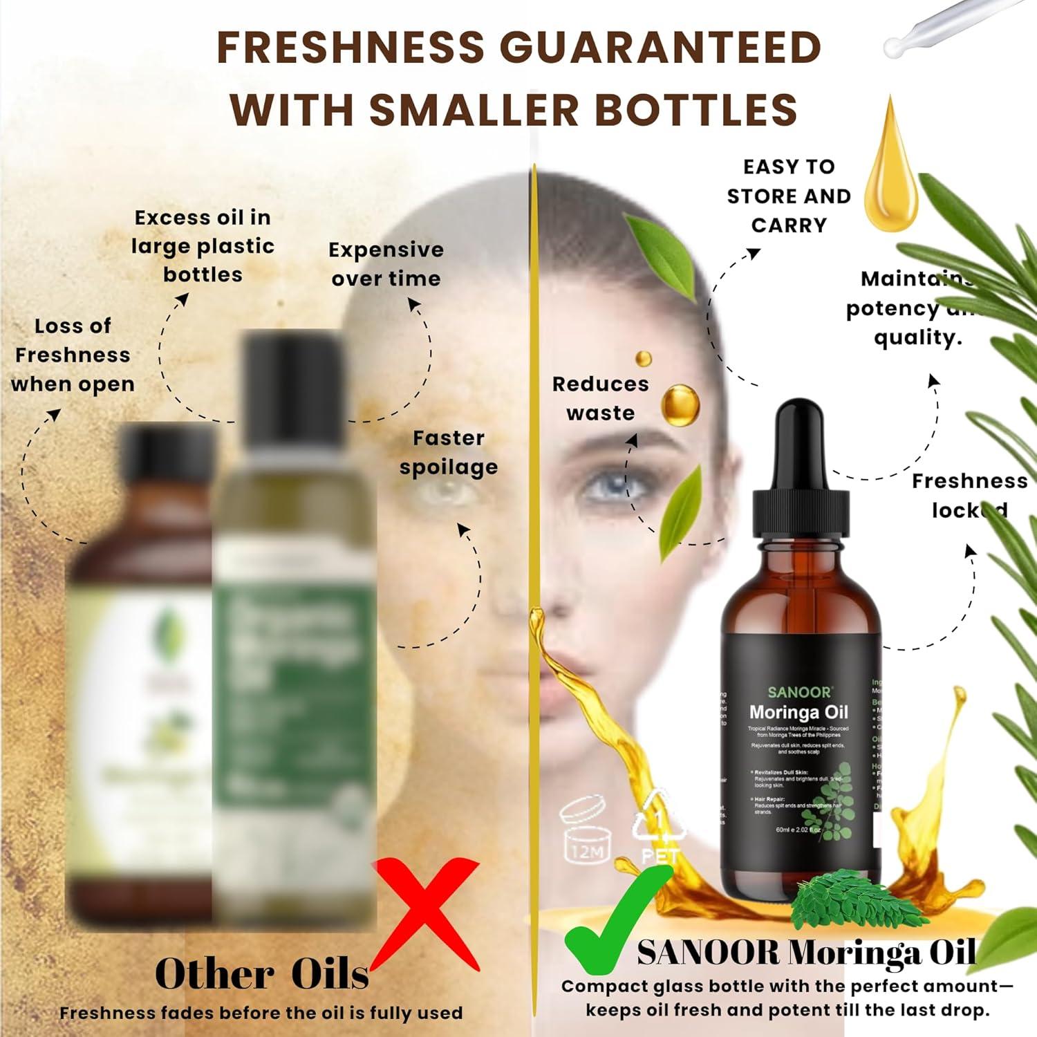 Aceite Milagroso de Moringa SANOOR 60ml Puro y Prensado en Frío