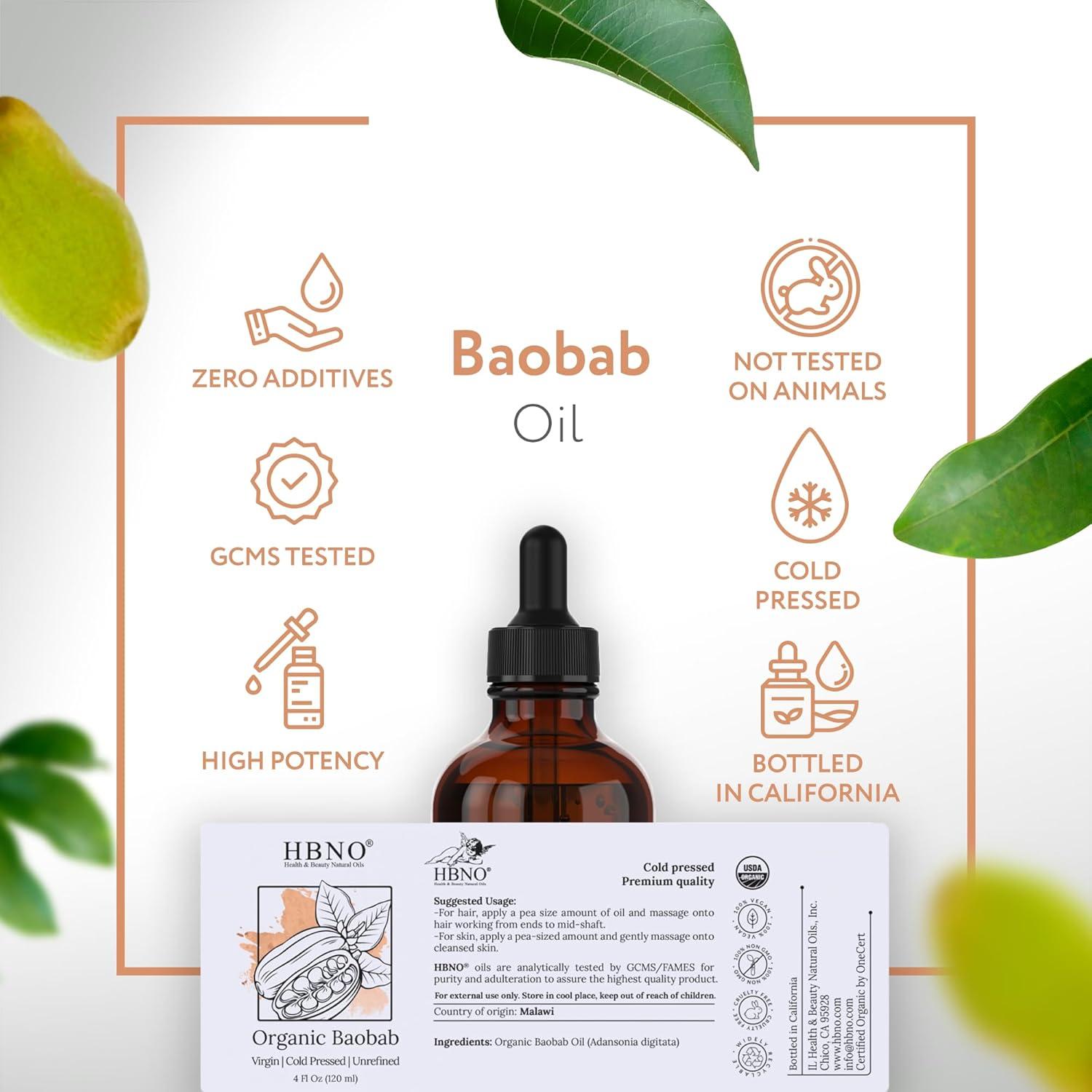Aceite de Baobab Orgánico HBNO 120 ml Prensado en Frío