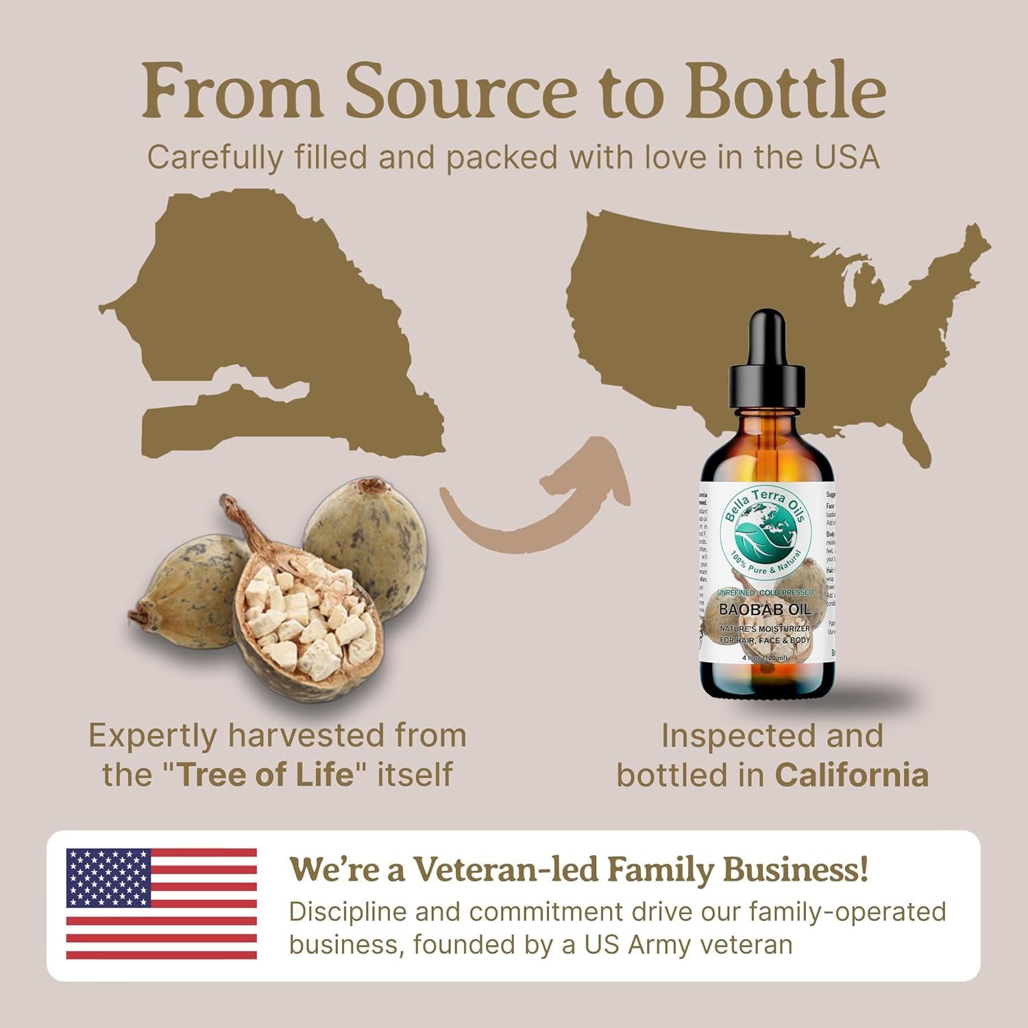 Aceite de Baobab 113.4 ml Bella Terra - Hidratante Natural