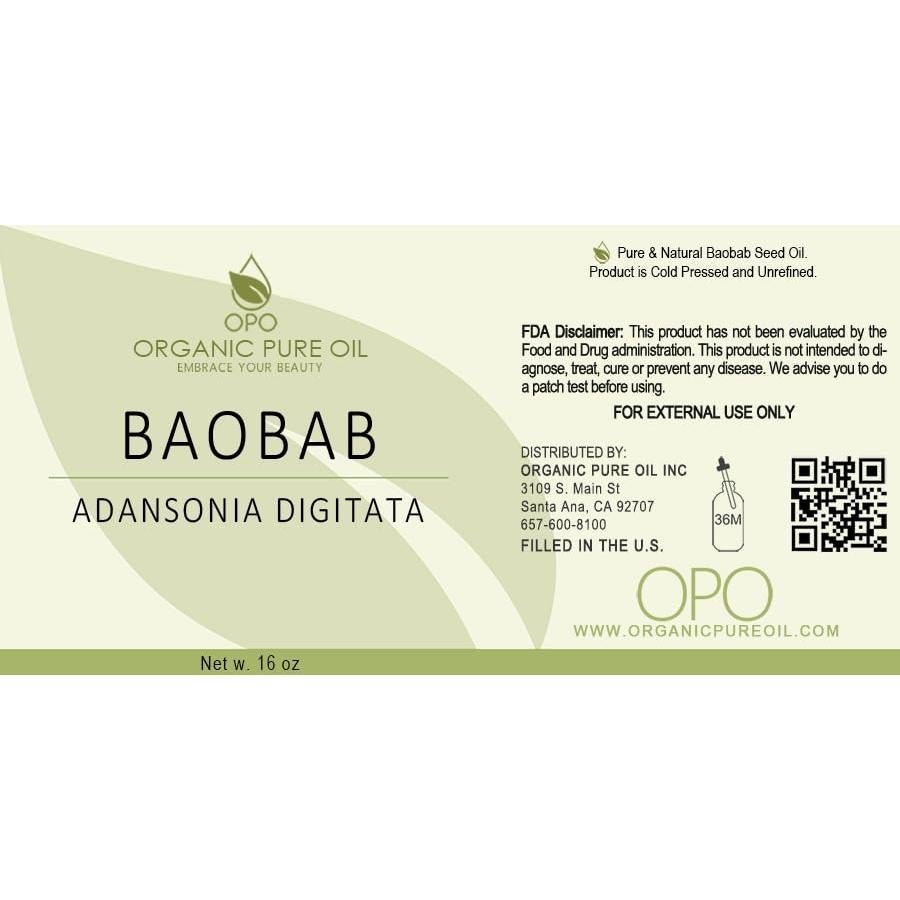 Aceite de Baobab Puro Organic Pure Oil 473 ml Hidratante Facial