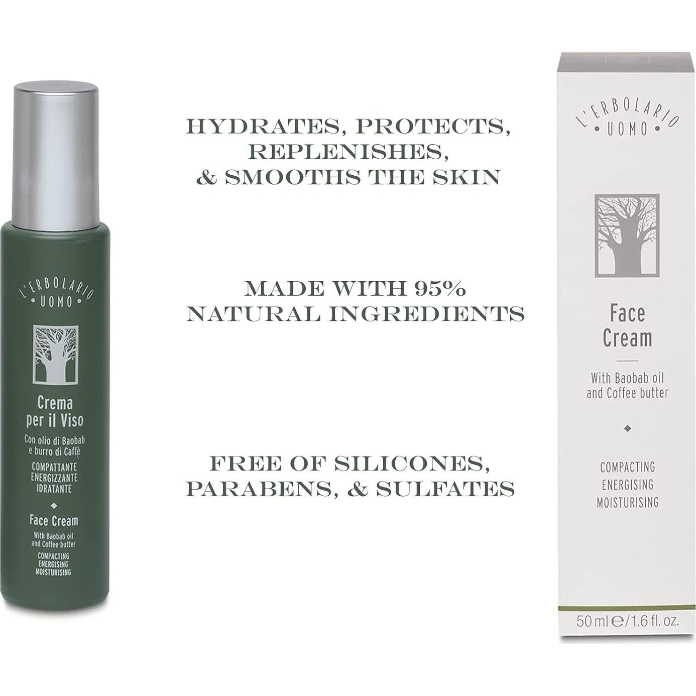 Crema Facial L'Erbolario Uomo 45g - Hidratante Energizante para Hombres