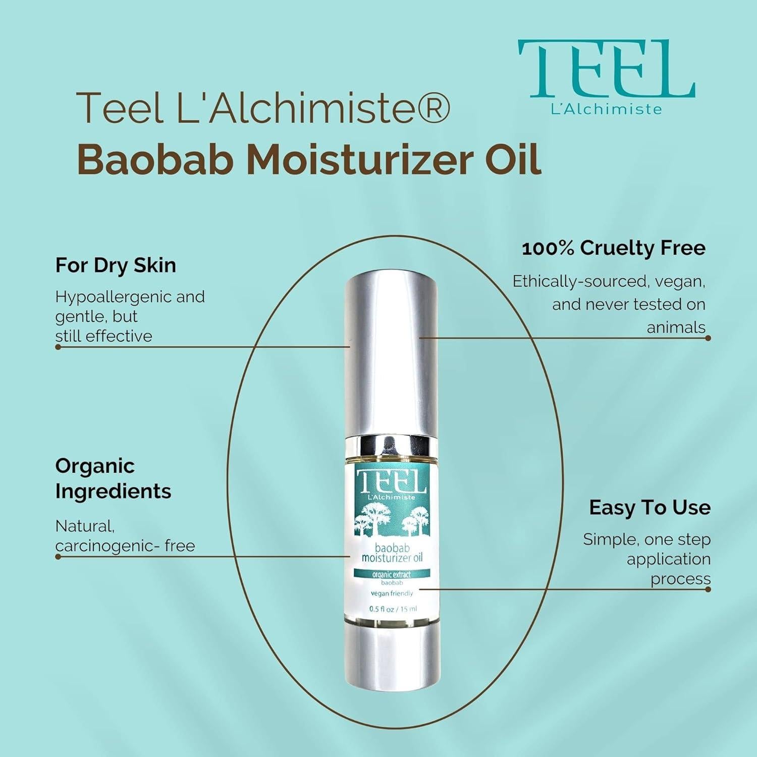 Aceite Hidratante de Baobab Teel 14.79 ml - Natural para Piel y Cabello