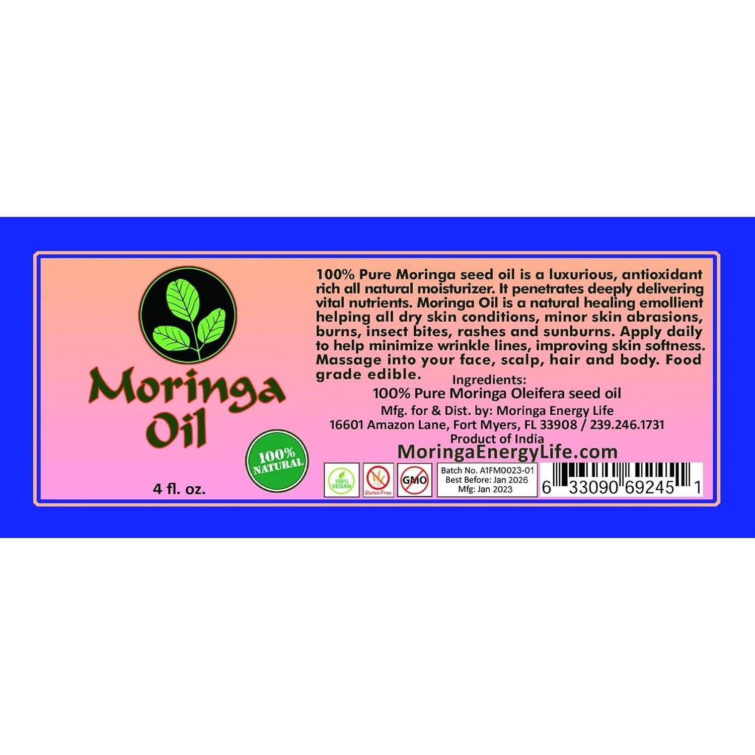 Aceite de Moringa 118 ml Moringa Energy Life Puro Prensado Frío