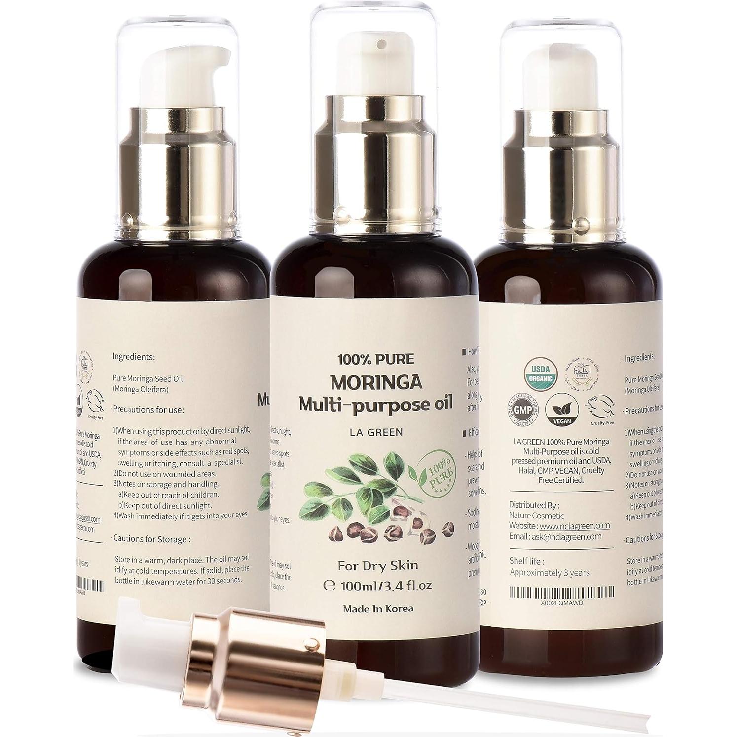 Aceite de Moringa Orgánico Puro LA GREEN 100 ml Multiusos