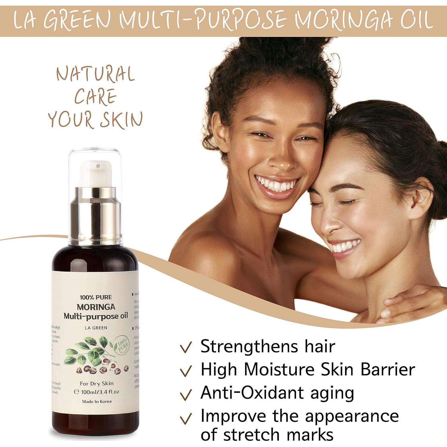 Aceite de Moringa Orgánico Puro LA GREEN 100 ml Multiusos