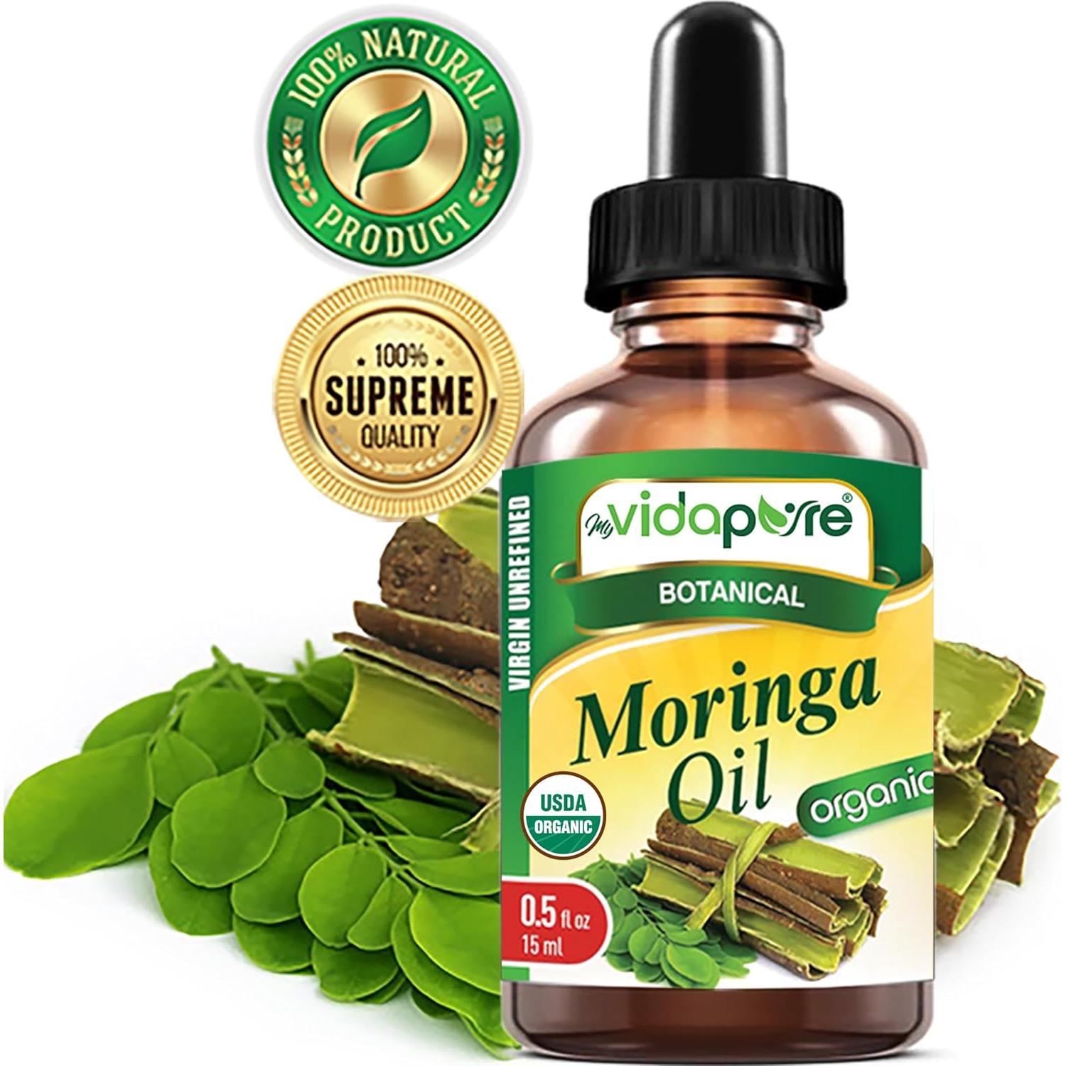 Aceite de Moringa Orgánico MyVidaPure 15 ml Puro Virgen Antienvejecimiento