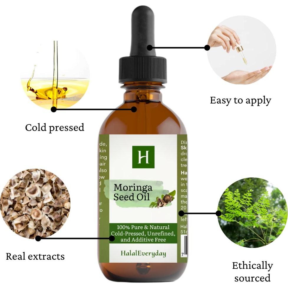 Aceite de Moringa Puro HalalEveryDay 118 ml - Cuidado Facial y Capilar