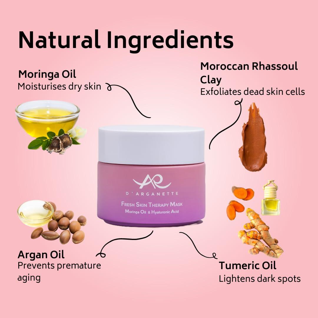 Máscara Facial D'Arganette con Arcilla y Ácido Hialurónico 96g