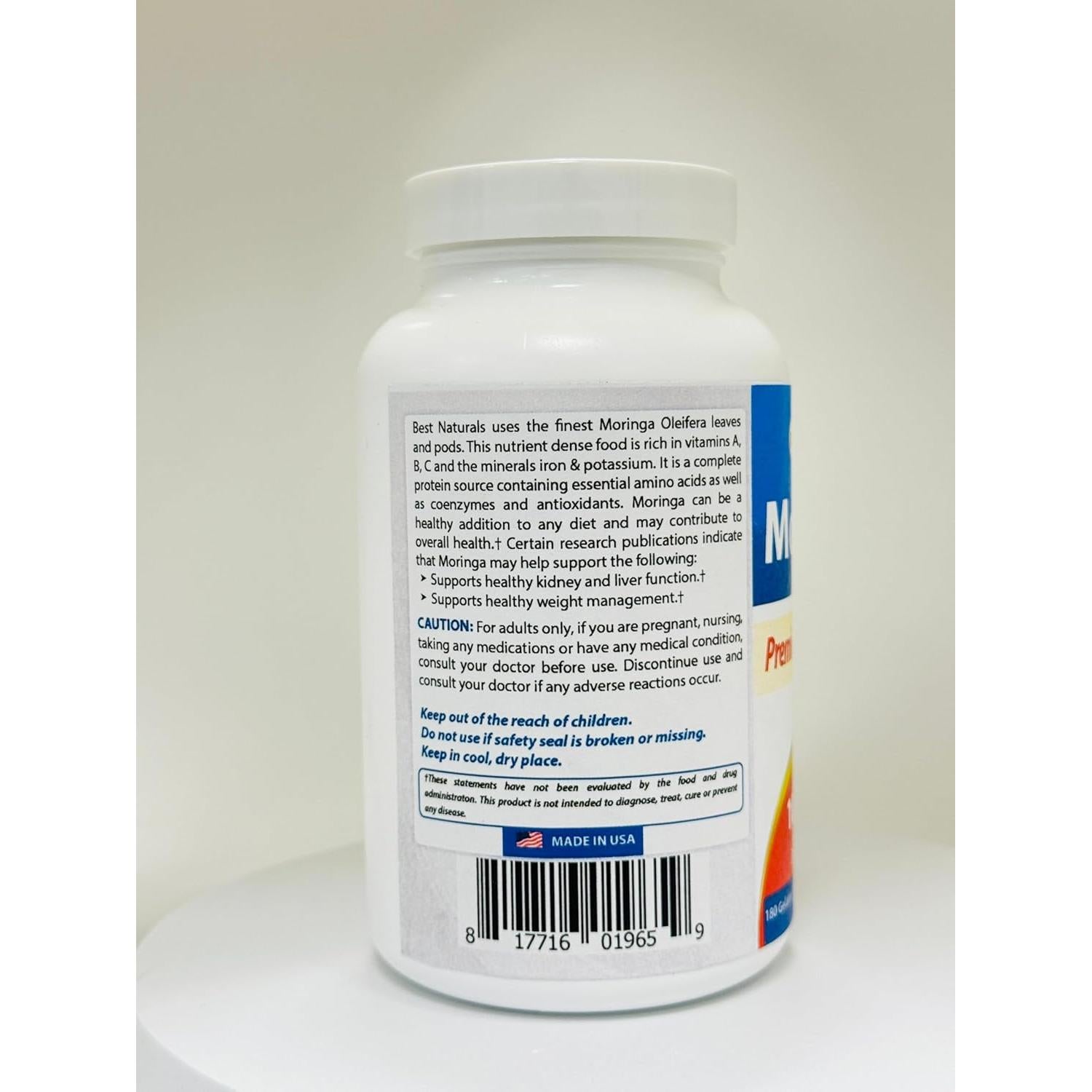 Extracto de Moringa Best Naturals 1500mg 180 Cápsulas