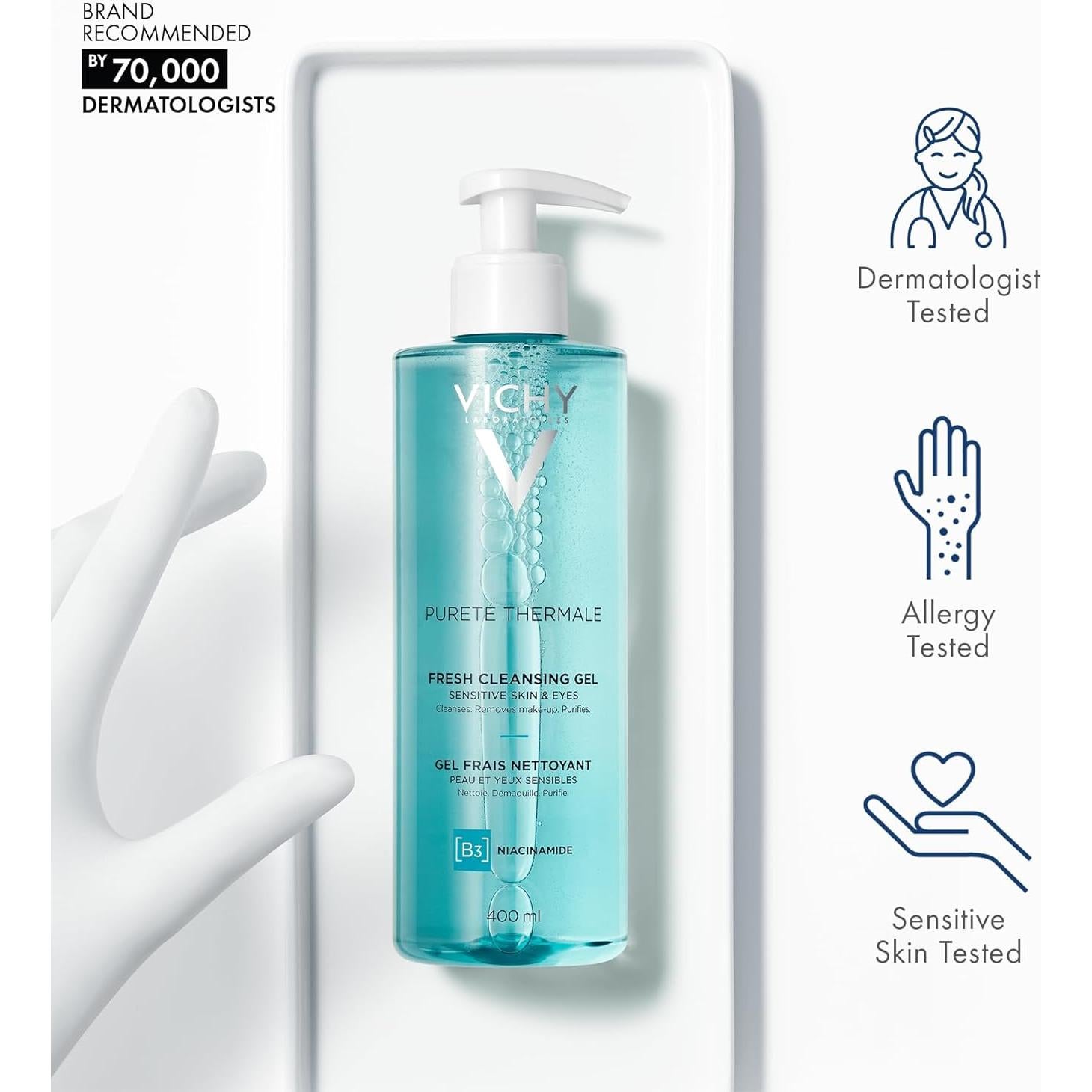 Gel Limpiador Fresco Vichy Pureté Thermale 400 ml - Suave y Desmaquillante