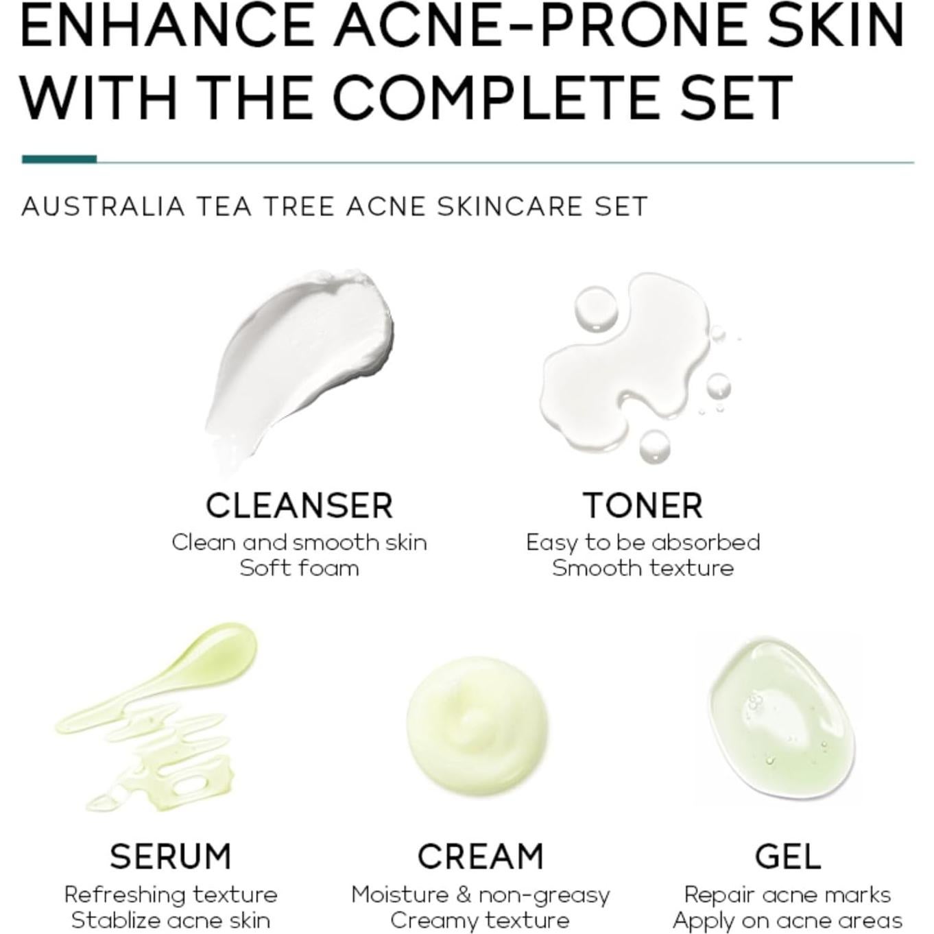 Set de Cuidado Facial Onkessy 5 Piezas Tratamiento Acné