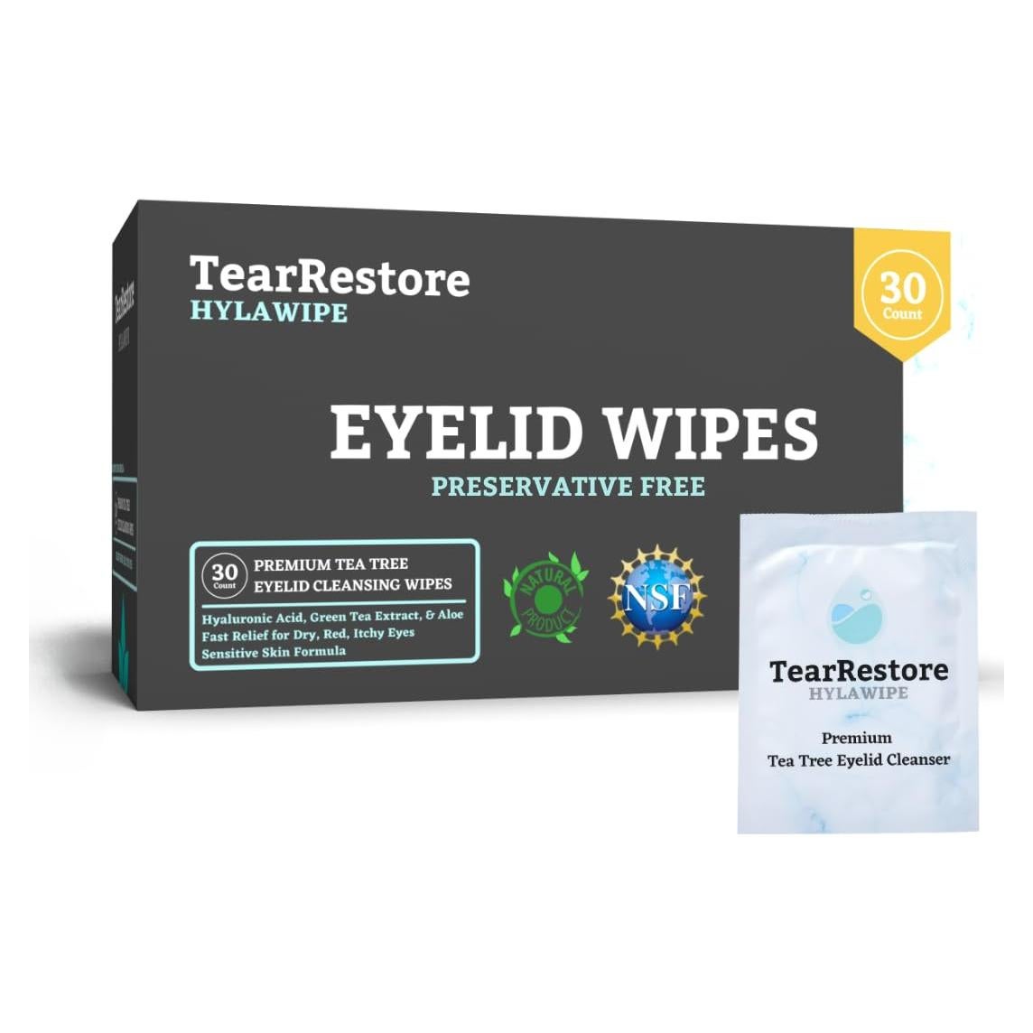 Toallitas para Párpados TearRestore HylaWipe - 30 Unidades