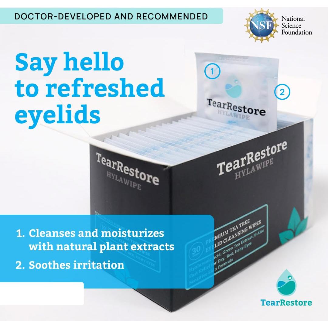 Toallitas para Párpados TearRestore HylaWipe - 30 Unidades