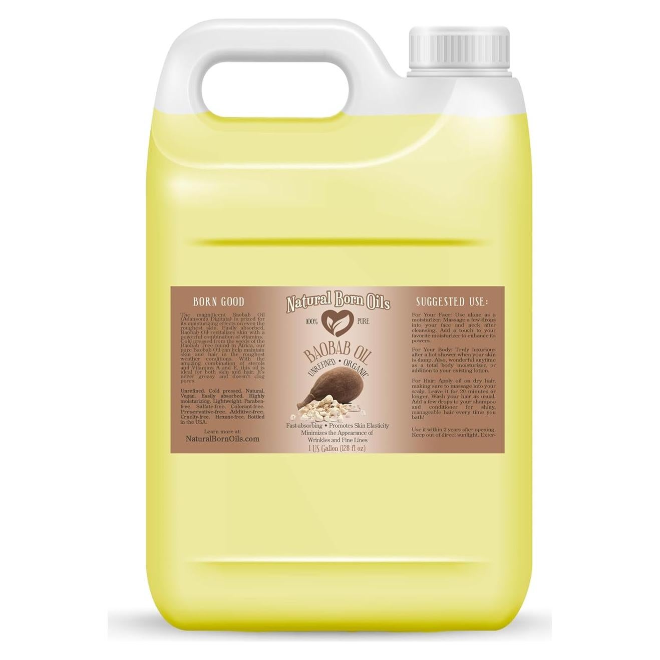 Aceite de Baobab Natural Born Oils 3.78L Orgánico Prensado en Frío