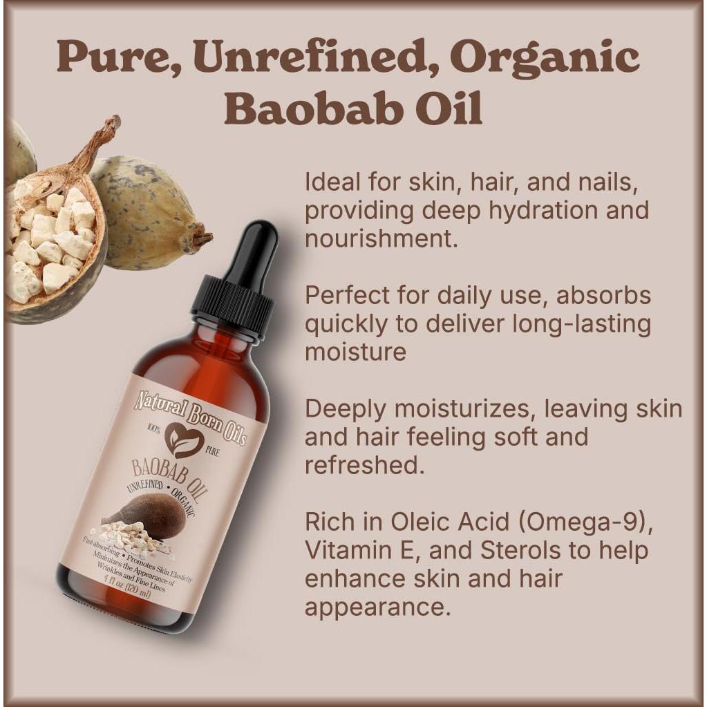 Aceite de Baobab Natural Born Oils 3.78L Orgánico Prensado en Frío