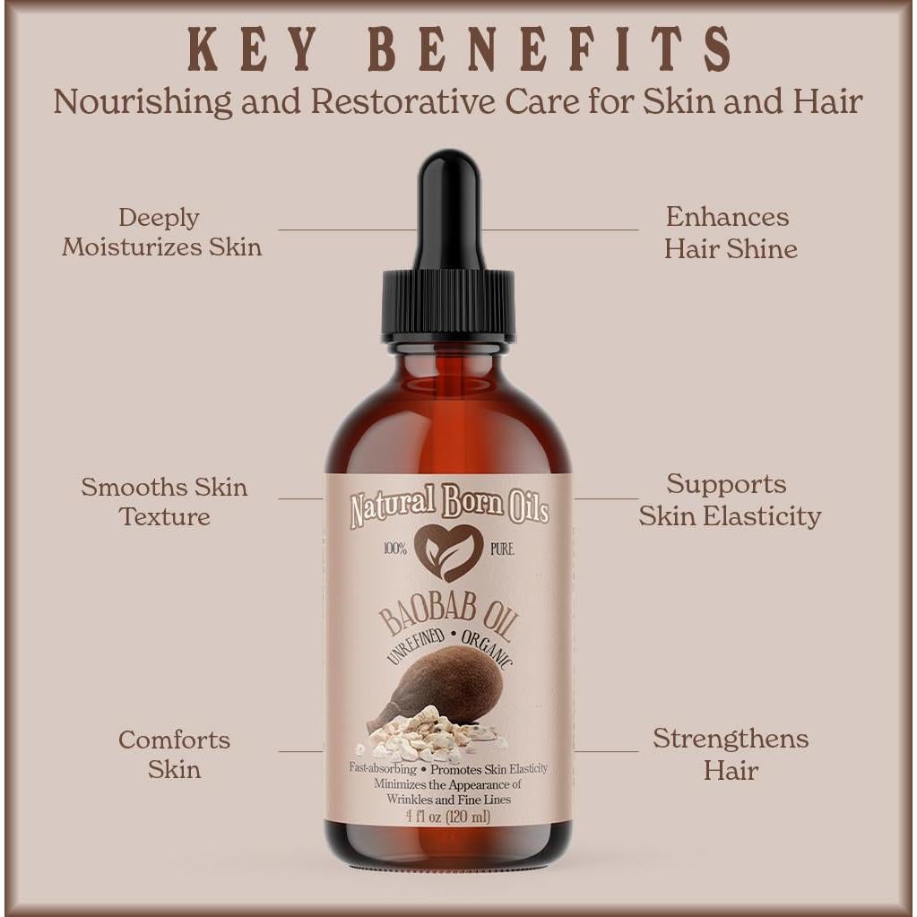 Aceite de Baobab Natural Born Oils 3.78L Orgánico Prensado en Frío