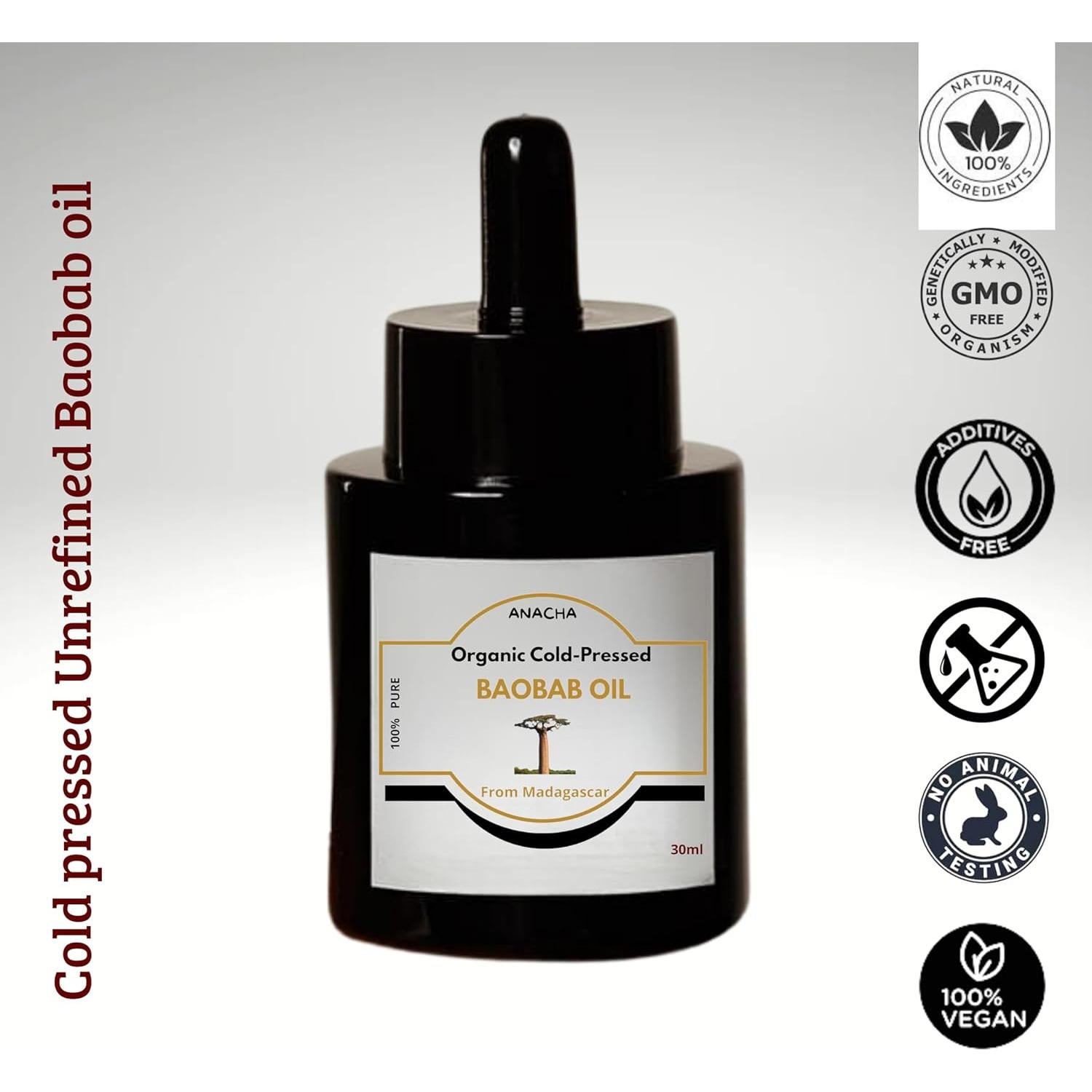 Aceite de Baobab Orgánico ANACHA 29.57 ml Prensado en Frío