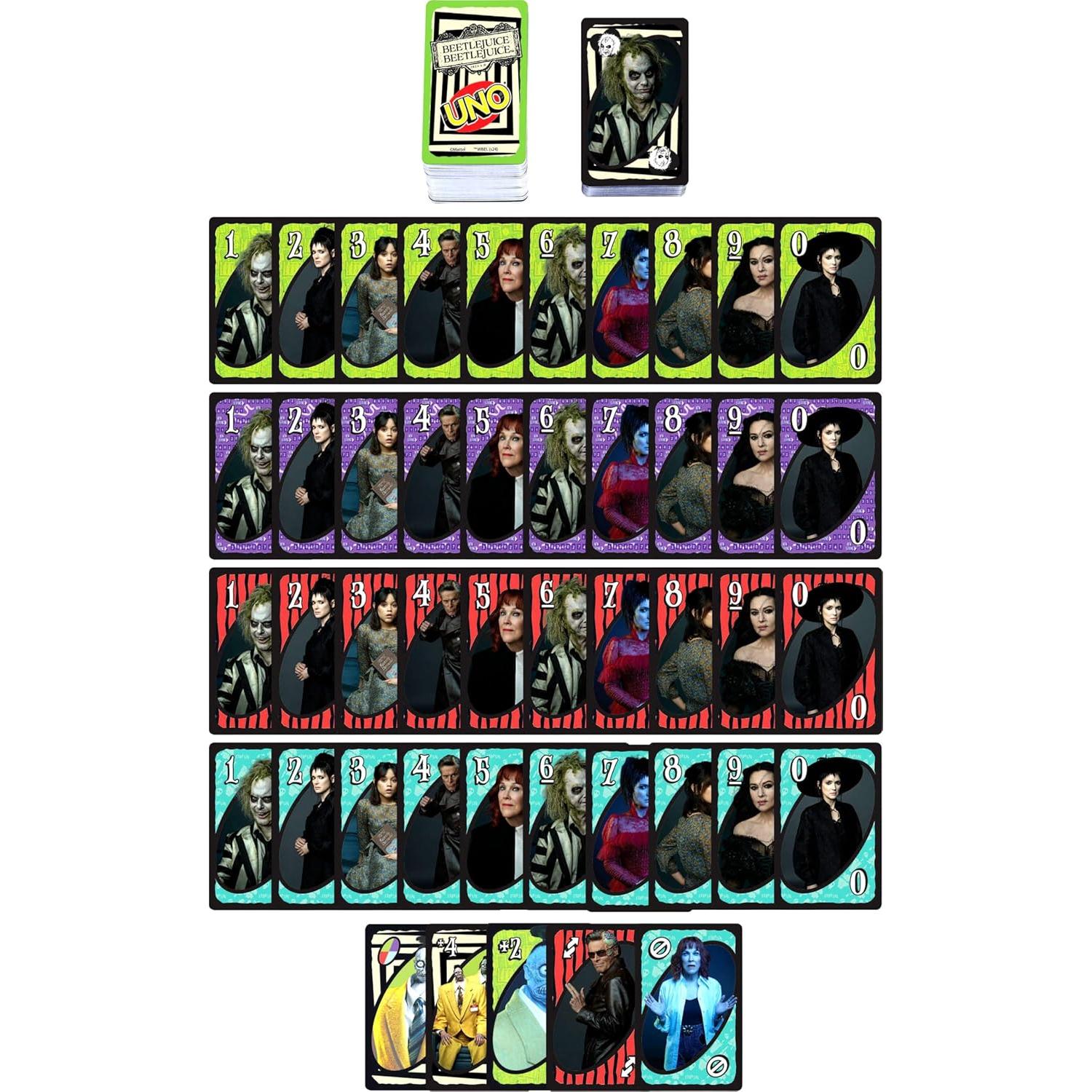 Juego de cartas UNO Beetlejuice Mattel 2-10 jugadores 7+ años